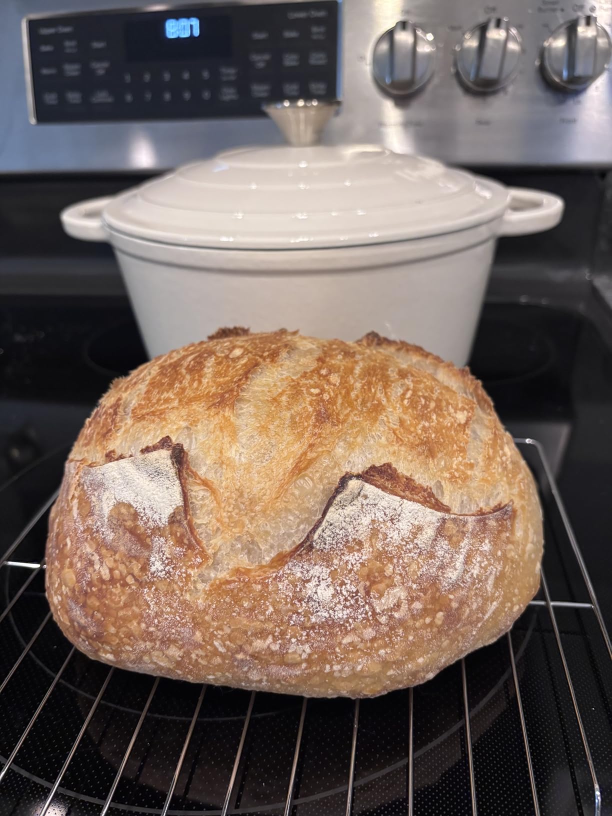 Enameled Cast Iron Dutch Oven - Umite Chef 5QT Pot with Lid & Cotton Potholders - Heavy-Duty Cookware for Bread Baking, Braising, Stews, Roasting (Cream White) customer photo 2