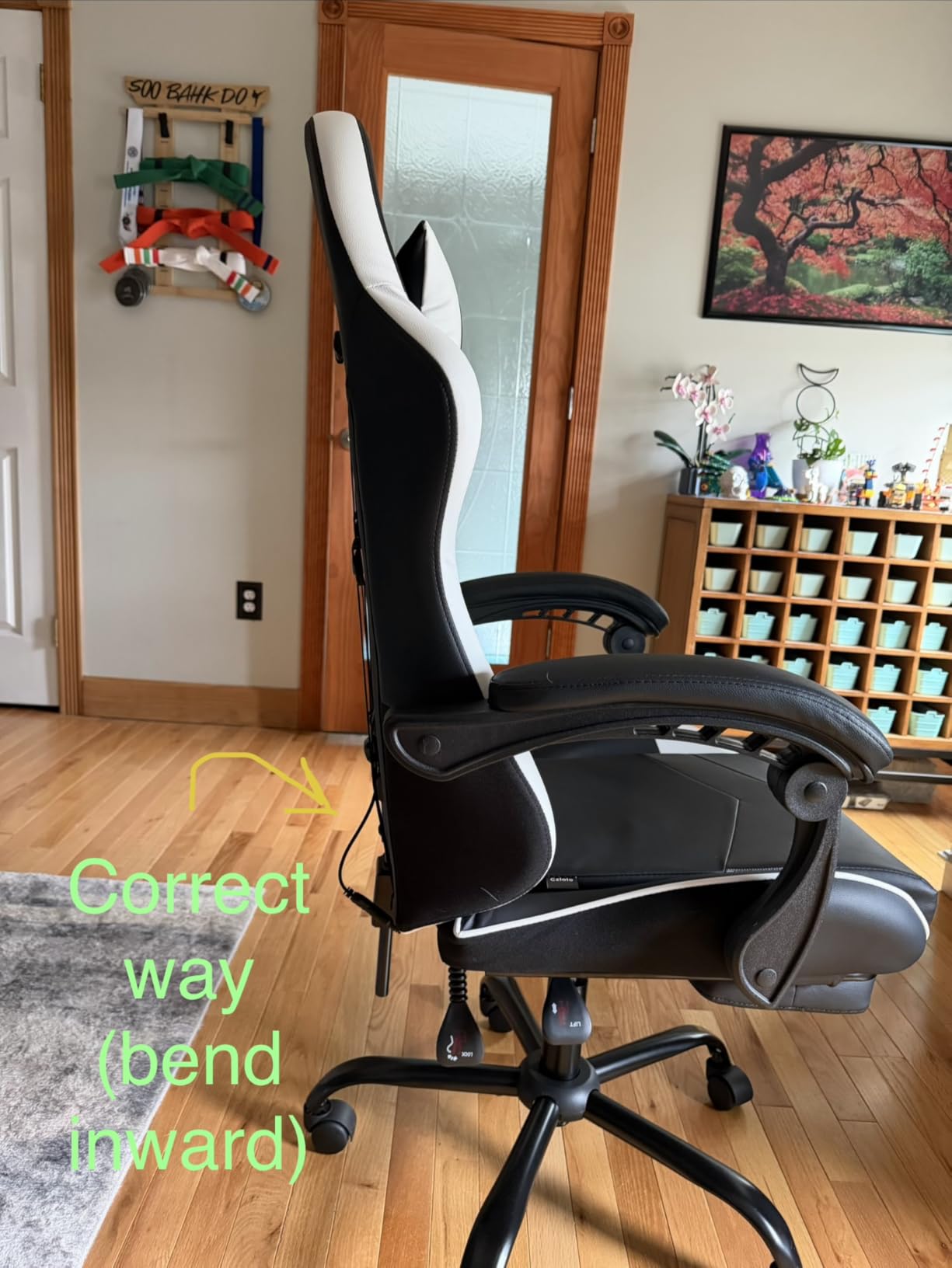 Czlolo Gaming Chair with Footrest Racing Style Lumbar Support Massager Video Game Chair with Metal Legs, High Back Reclining Gamer Chair with Headrest, 360° Swivel Office Computer Desk Chair (White) customer photo 1
