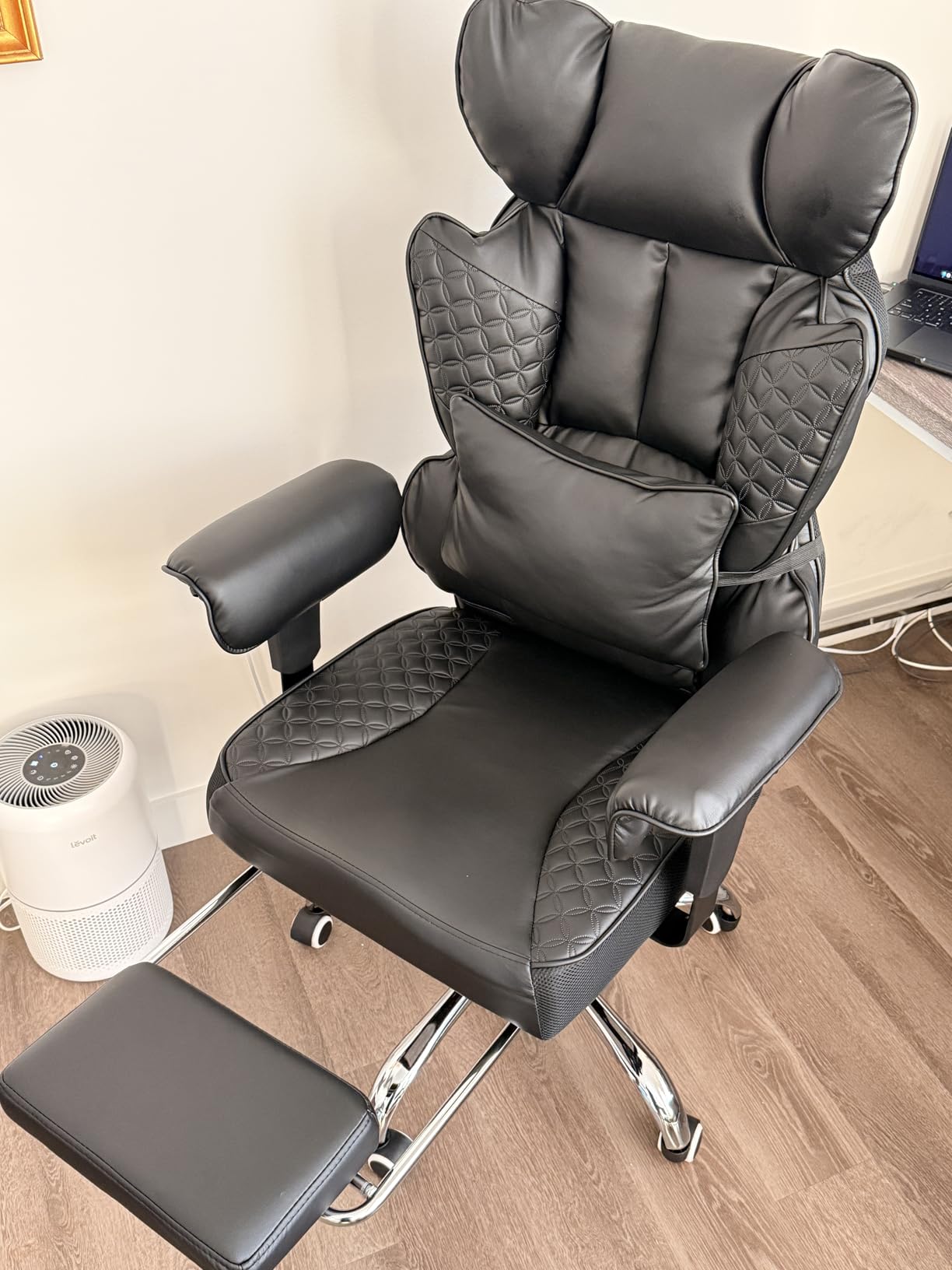 GTPLAYER Big and Tall Gaming Chair 400lbs Heavy Duty Office Chair with Foot Rest & Ergonomic Pocket Spring Lumbar Support, High Back 3D Saddle Shaped Cushion for Back Pain Relief, Matte-Black customer photo 1