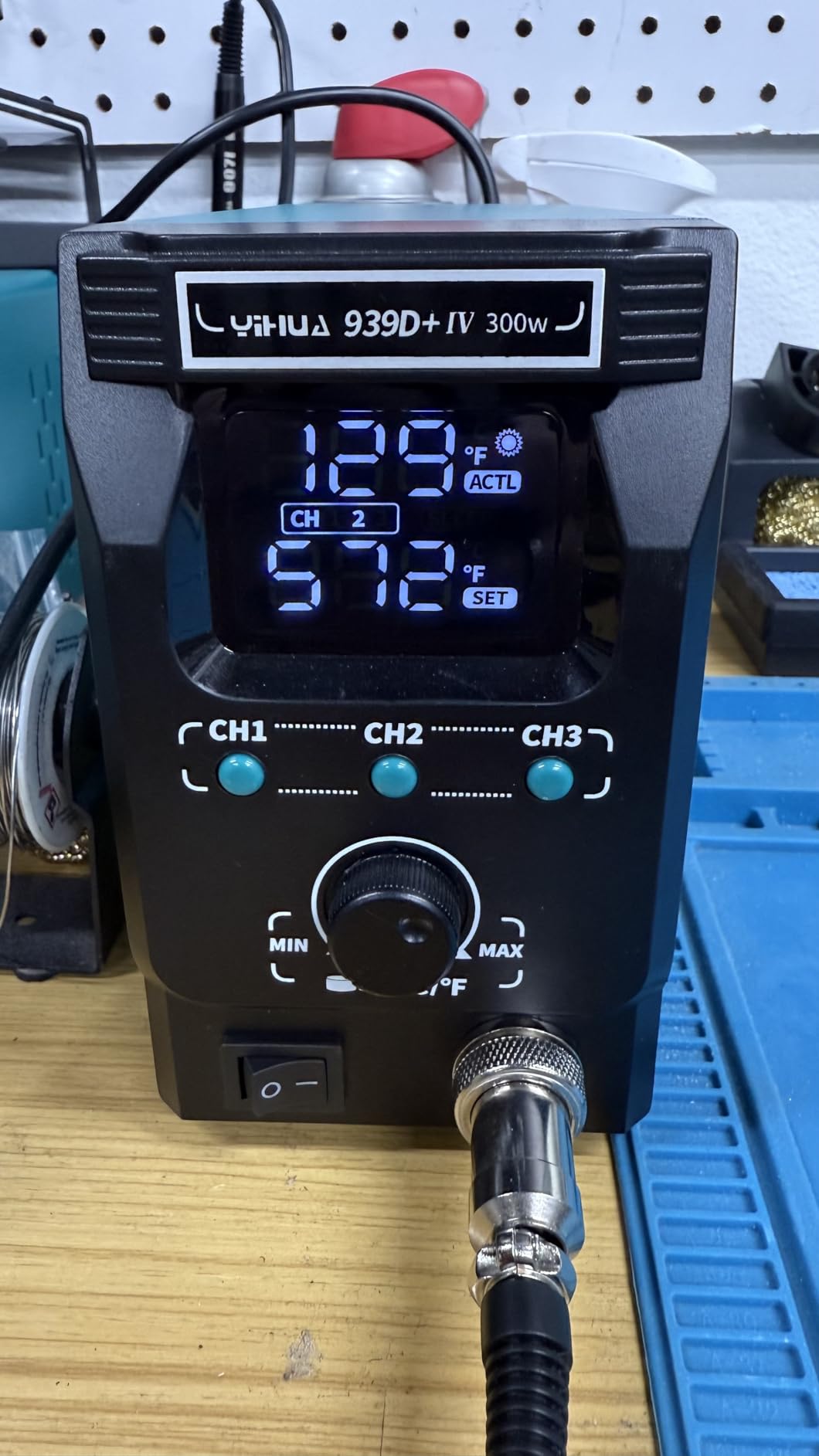 YIHUA 939D+ IV 300W Heavy Duty Soldering Iron Station for Stained Glass, Temp Adjustable Solder Station with Detachable Solder Iron, 3 Soldering Tips, 3 Pre-set Channels, Sleep Mode, ESD-Safe customer photo 1