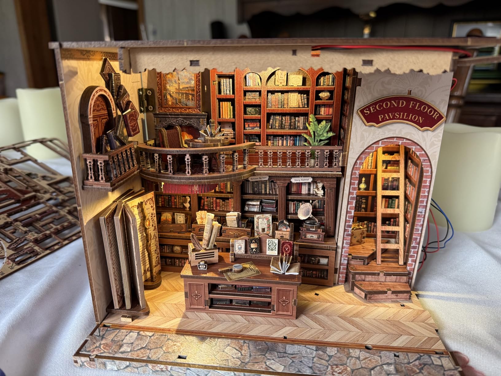 CUTEBEE Book Nook Kit - DIY Miniature House Coffee Shop Dollhouse Kit for Adults (Corner Coffee Shop) customer photo 2