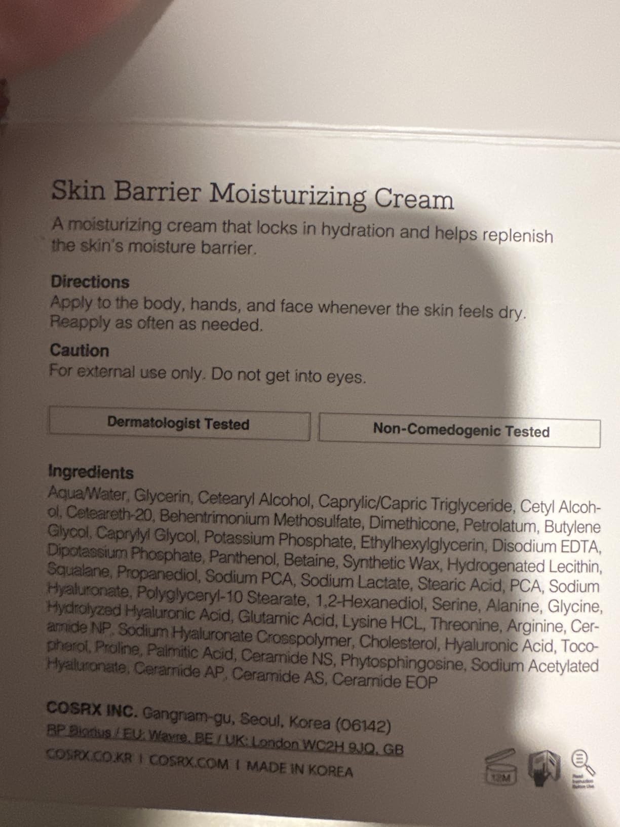 COSRX Ceramide Skin Barrier Moisturizer for Face with 7 Ceramides, Hyaluronic Acid & Panthenol for All Skin Types, 2.7 Fl. Oz, Korean Skin Care customer photo 1