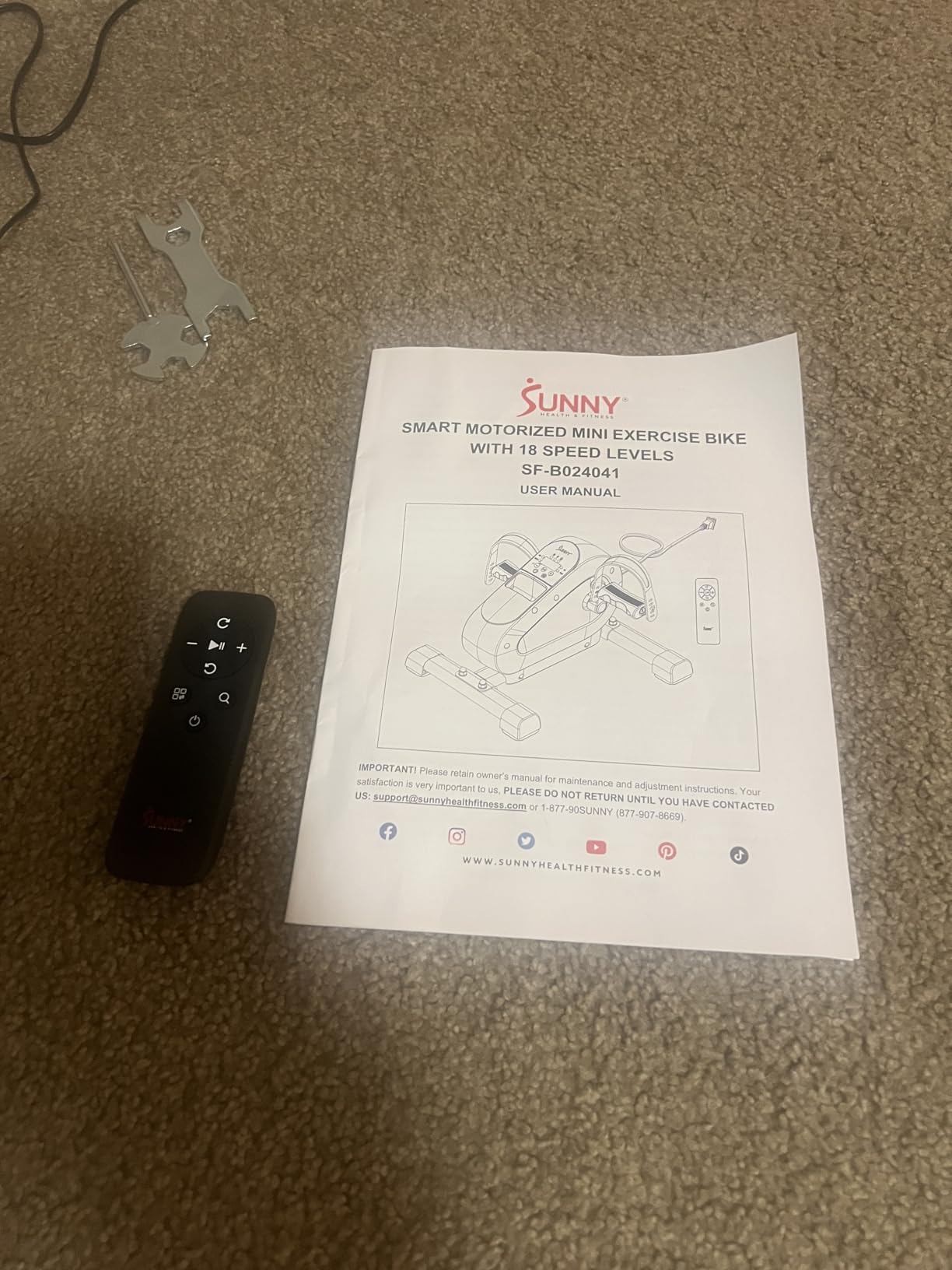Sunny Health & Fitness Smart Motorized Mini Exercise Bike, Dual Function Portable Under-Desk Pedal Trainer for Low-Impact Cardio Home Workout, Free SunnyFit App Connection - SF-B024041 customer photo 1