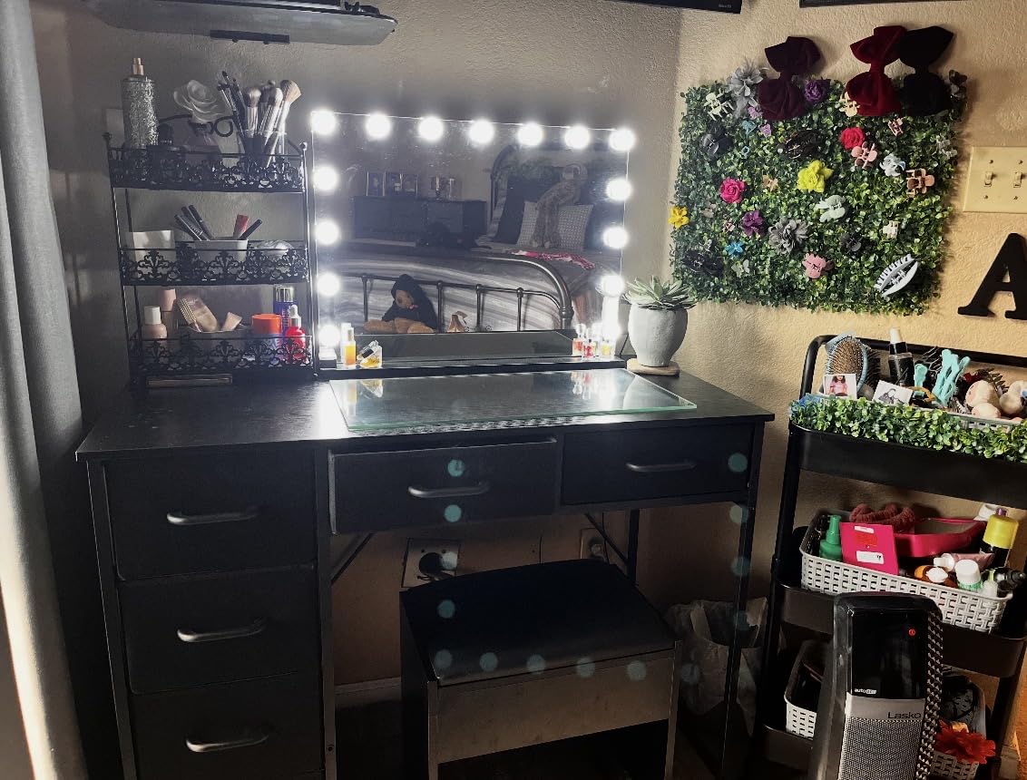 ODK Computer Desk with 6 Drawers, 40 Inch Small Desk with Storage, Reversible Desk with Headphone Hook for Home Office, Work Study Table for Bedroom, White customer photo 2