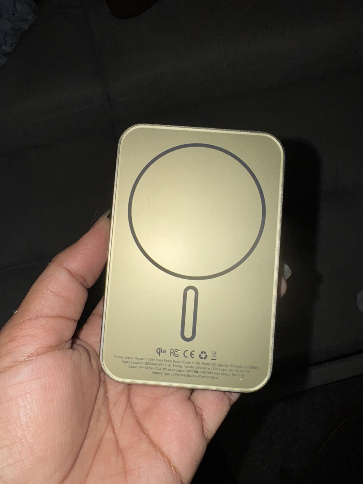 KU XIU 2025 Solid-State Magnetic Portable Charger 5000mAh, Qi2-Certified 15W Wireless Power Bank, High Energy Density & Safety, Travel Magnetic Battery Pack for iPhone 17/16/15/14/13/12-Titanium customer photo 1