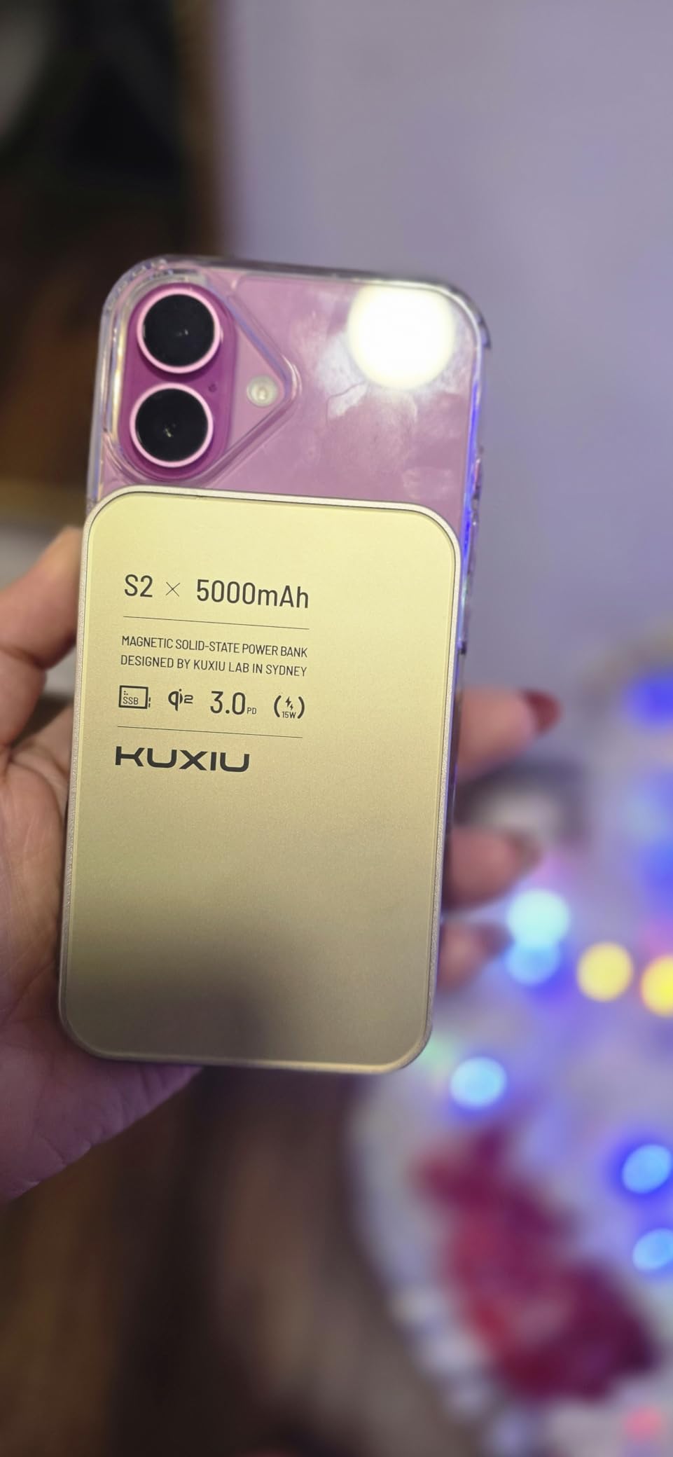 KU XIU 2025 Solid-State Magnetic Portable Charger 5000mAh, Qi2-Certified 15W Wireless Power Bank, High Energy Density & Safety, Travel Magnetic Battery Pack for iPhone 17/16/15/14/13/12-Titanium customer photo 2