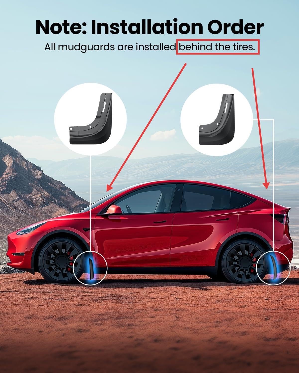 REEVAA 2026 Tesla New Model Y Juniper Accessories - Mud Flaps [Protect Paint, No Drilling Required] All-Weather Splash Guard Body Kits for Model Y Juniper 2025-2026, Black (Set of 4) customer photo 2