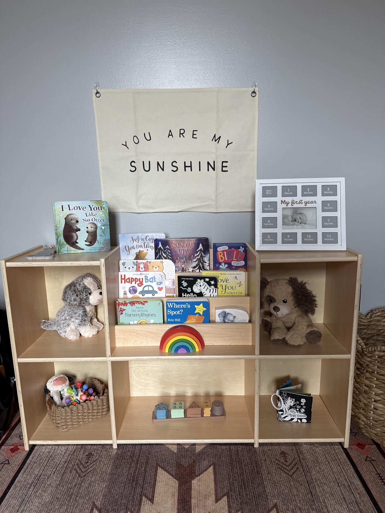 OOOK Montessori Bookshelf and Toy Storage Organizer, 2-Tier Horizontal Bookshelf, 5-Compartment Toy Storage Cabinet with Book Rack, Ideal Choice for Kids Classroom Organizer, Playroom and Daycare customer photo 2