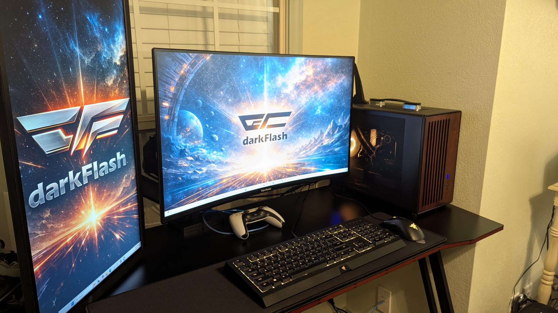 darkFlash WD200(2025) Portable Micro-ATX PC Case with Handle, 1 ARGB PWM Fans, with Walnut Wood, Type-C, Support 240 AIO, H165mm Cooler, Simple Compact Desktop (White) customer photo 1