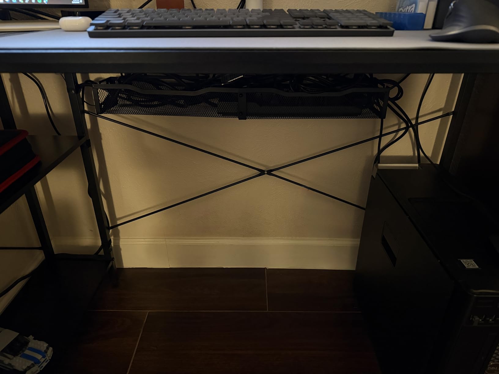 Cable Management, 25'' Cable Management Under Desk No Drill, Metal Cord Organizer with Clamp for Standing Desk, Cable Organizer for Home Office, Black customer photo 1