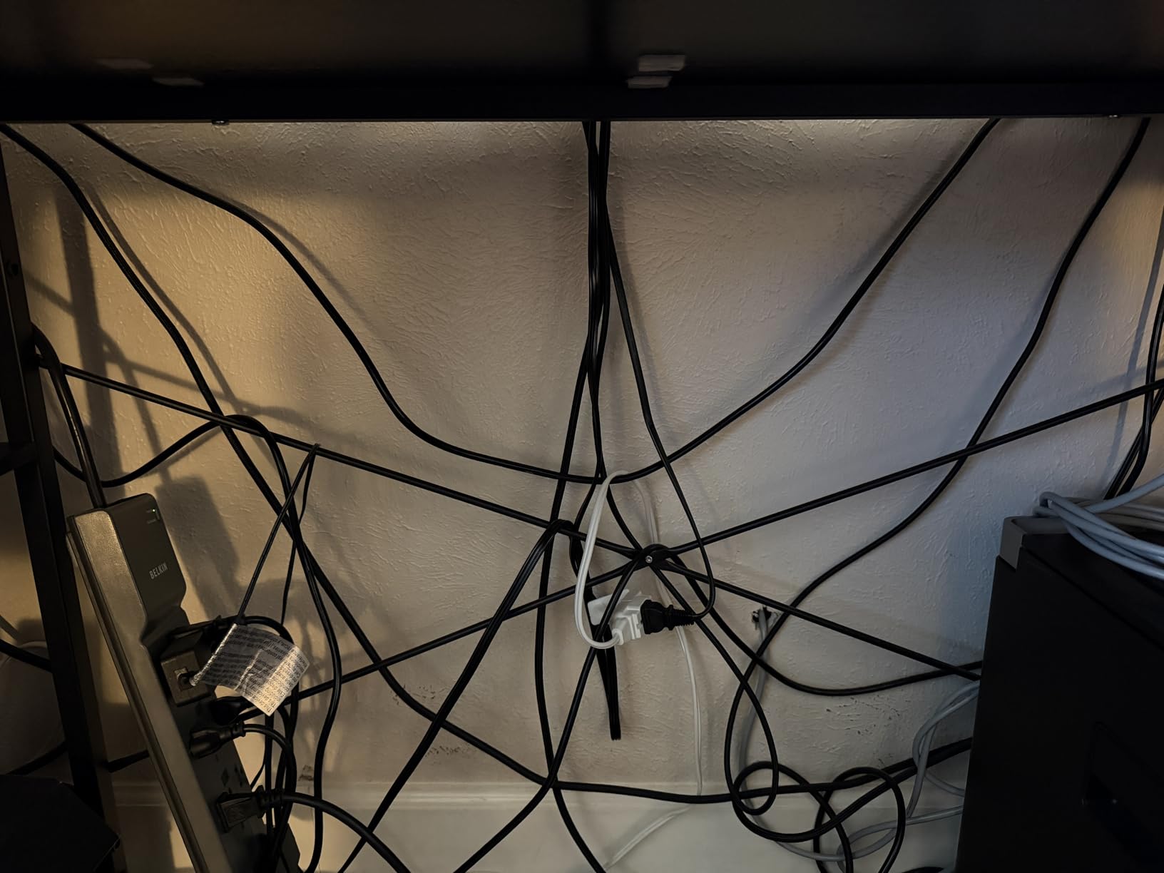 Cable Management, 25'' Cable Management Under Desk No Drill, Metal Cord Organizer with Clamp for Standing Desk, Cable Organizer for Home Office, Black customer photo 2