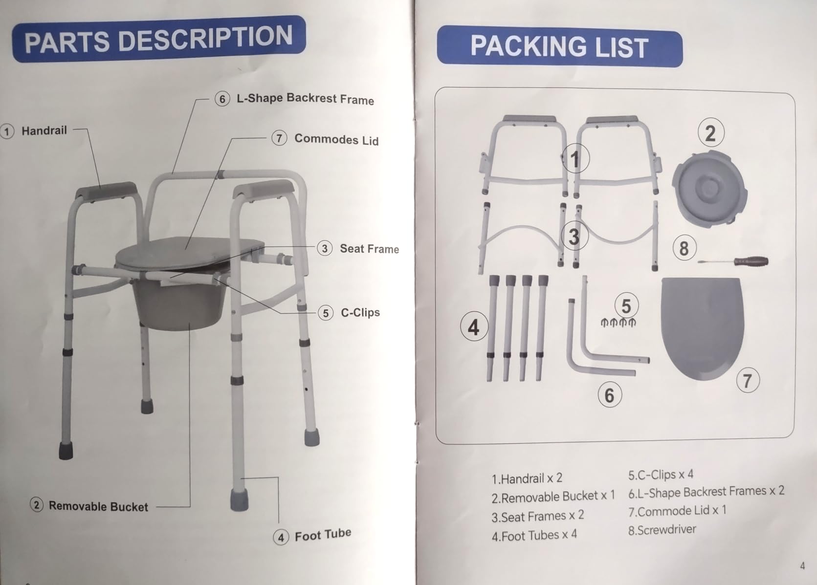 HOMLAND 3-in-1 Bedside Commode Chair with Sturdy Dual-Crossbar Support Construction, Stable Portable Commode Toilet with 7.5Qt Potty Bucket, 350 Lbs Bedside Commodes for Seniors, Silver customer photo 2