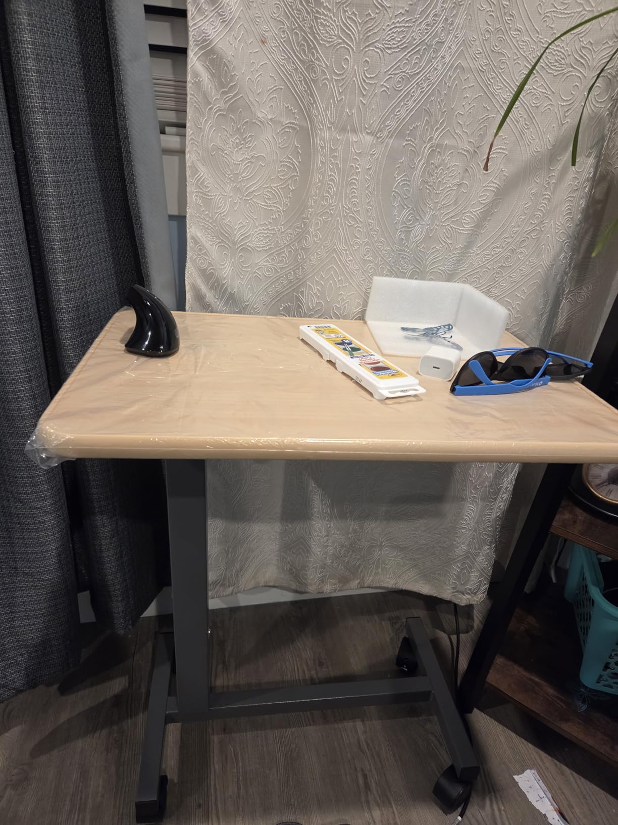 WOTURE Adjustable Overbed Table with Wheels, Pneumatic Height Adjustment, Ideal for Hospital Use or At Home as Bed Tray, Standing Desk, Bedridden & Mobility Needs customer photo 2