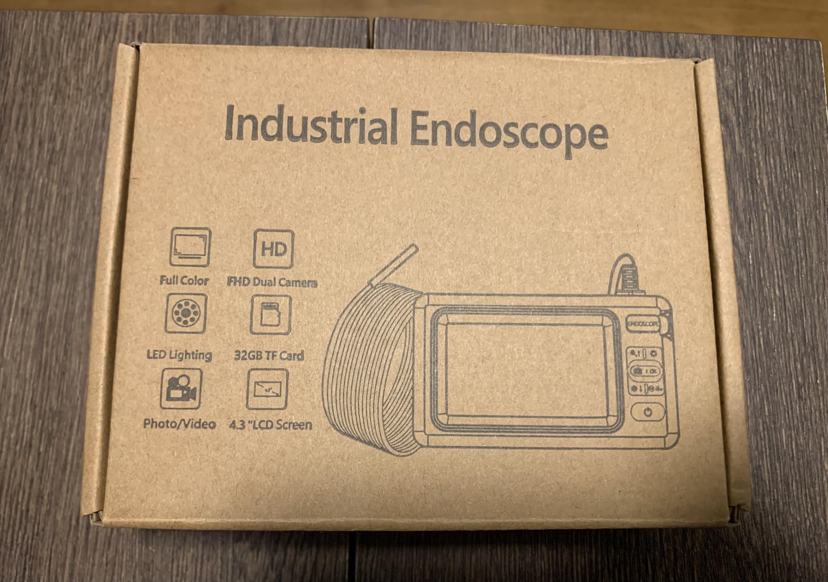 Dual Lens Endoscope Camera with Light, 1920P HD Borescope Camera with 4.3