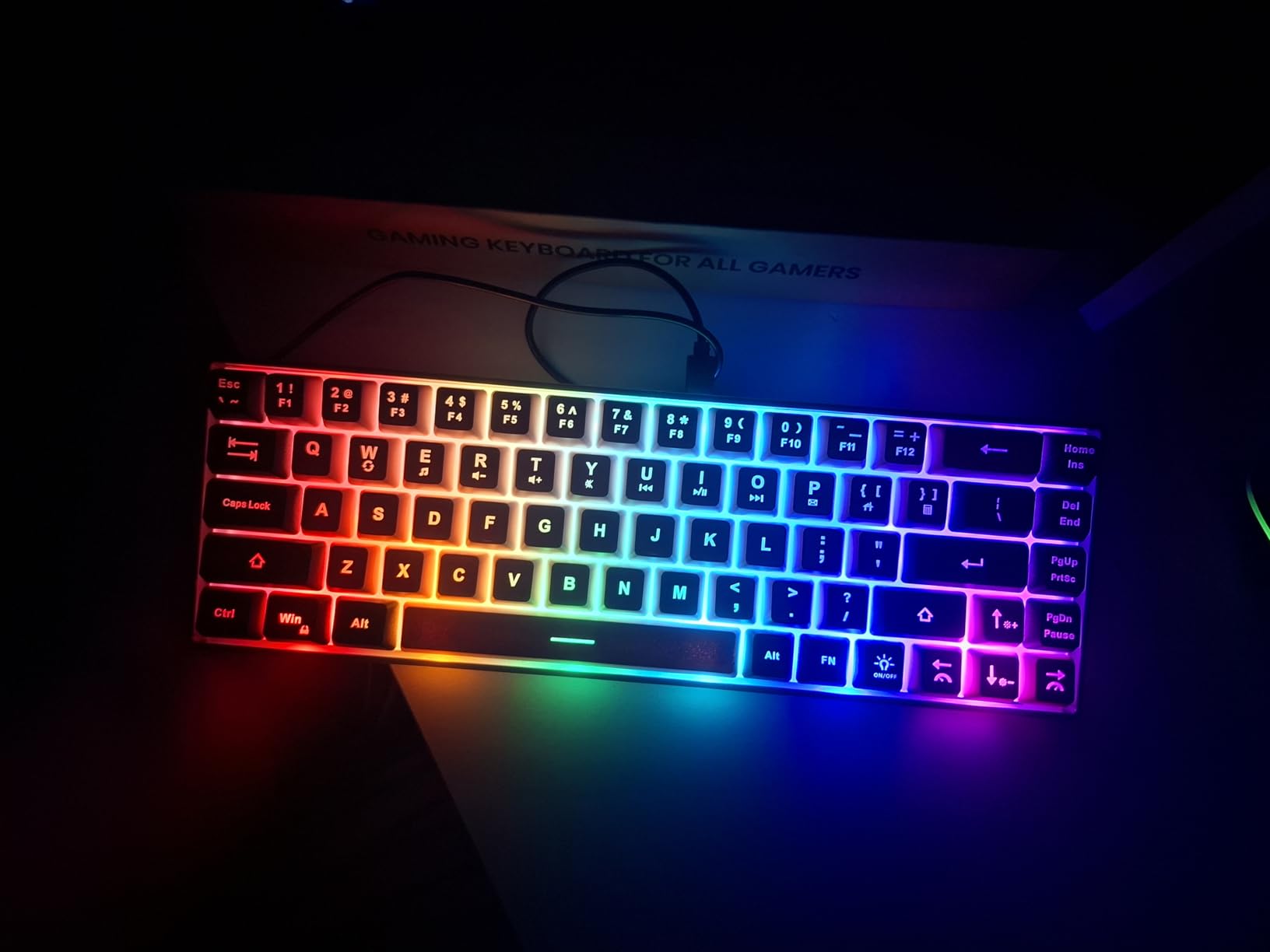GEODMAER 65% Wired Gaming Keyboard, LED Backlit, Ultra-Compact Anti-Ghosting No-Conflict 68 Keys Membrane Gaming Wired Keyboard for PC Laptop Windows Gamer(Pink-Black) customer photo 2