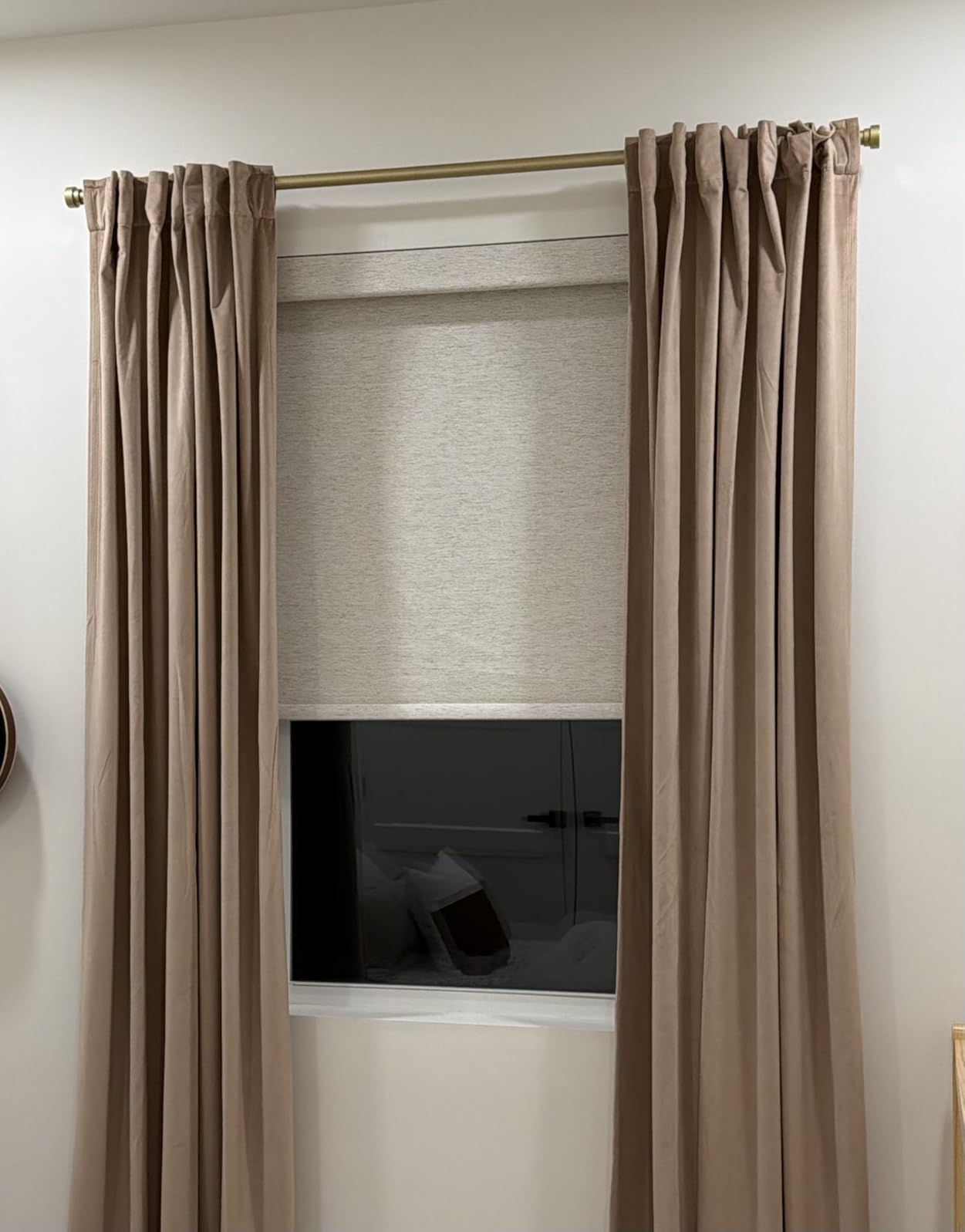 Persilux Blackout Roller Shades for Window Blinds,Cordless,Linen Fabric,Thermal Insulated Fabric UV Protection Shades for Home,Office,Bedroom,Door,Blackout-Cream,34 1/2