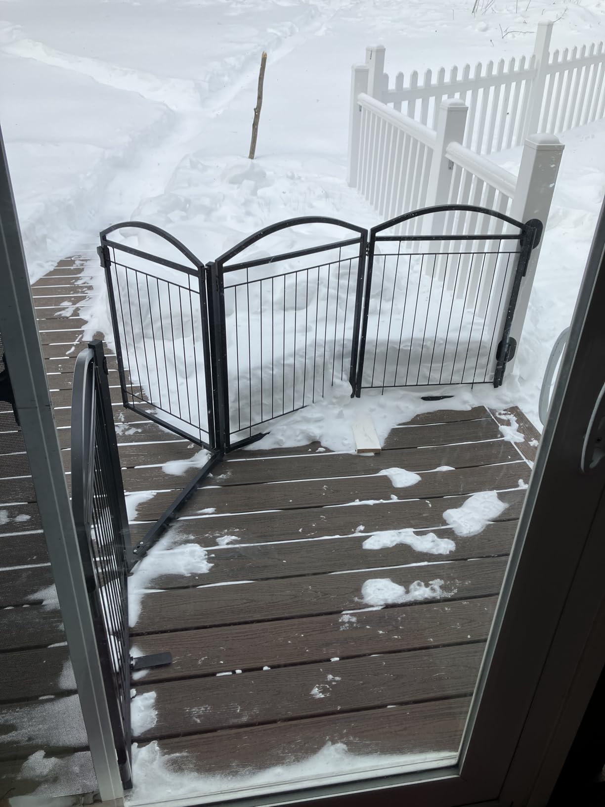 Full Metal Free Standing Dog Gate with Door for Indoor Outdoor, 192