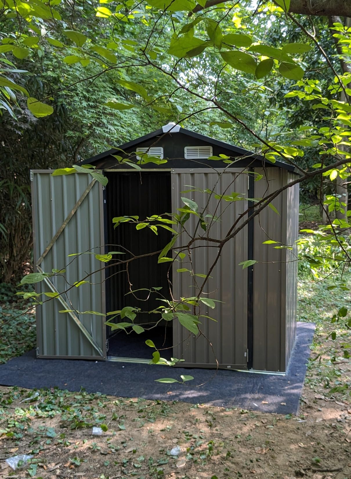 Aoxun 8x6FT Shed with Floor Galvanized Steel Outdoor Storage Shed Metal Garden Shed with Double Doors, Moisture-Proof Floor & Ventilation customer photo 2