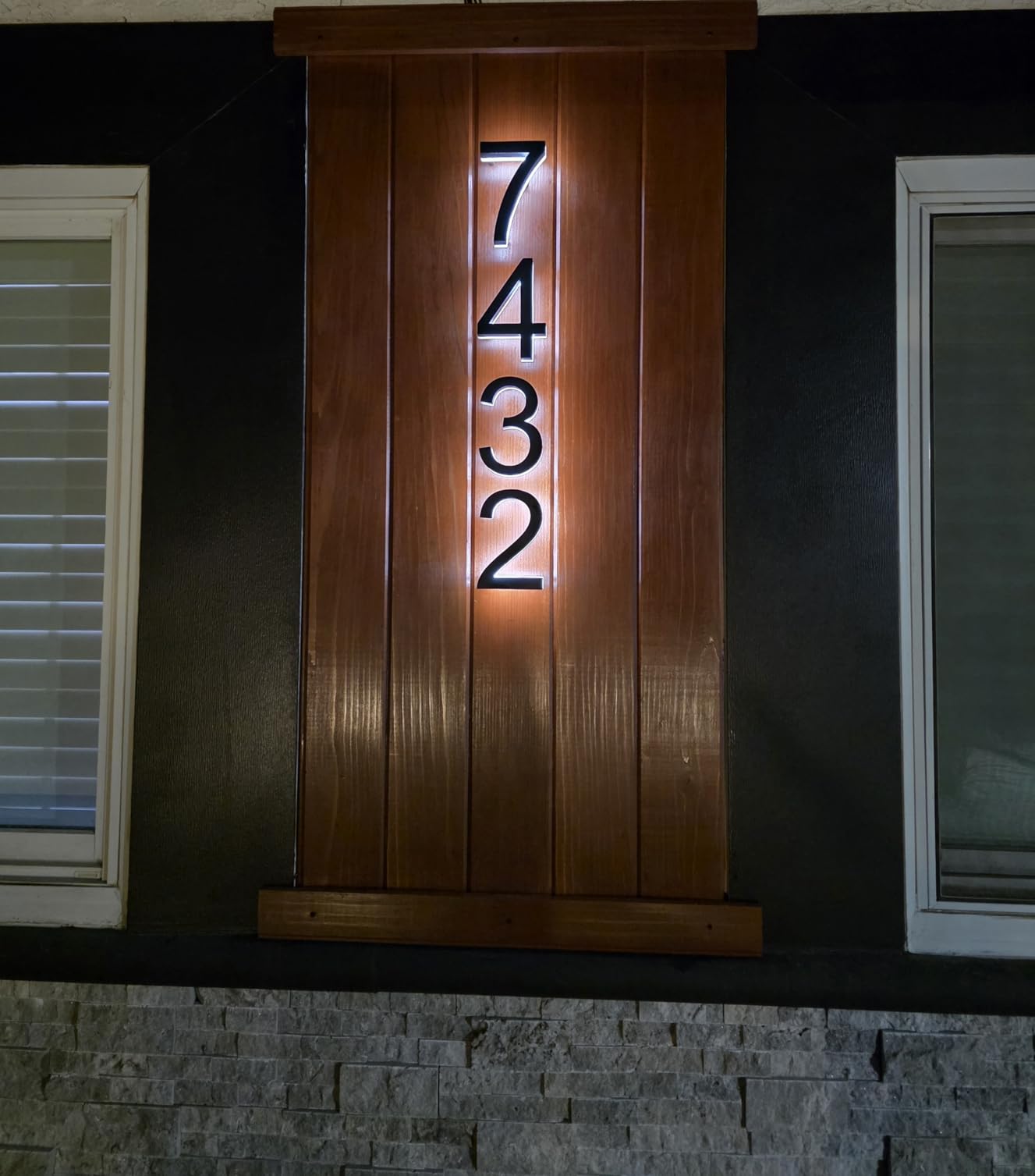 Custom Outdoor LED House Numbers - Weatherproof 304 Stainless Steel Backlit Address Numbers, Solar Powered & Plug-In Lighted Numbers customer photo 2