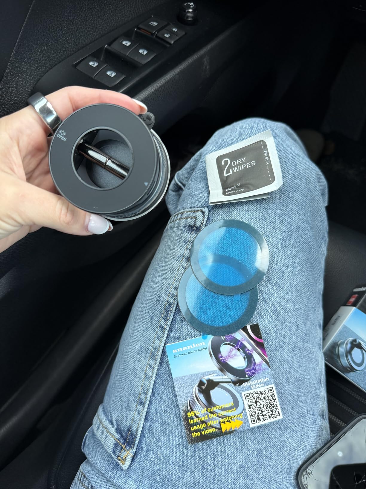 snanlen Upgraded 360° Nano Gel Vacuum Magnetic Phone Holder, 108+LBS Heavy Duty Suction Cup Phone Mount for Car Dashboard & Windshield, 3000gf MagSafe Compatible with iPhone 17/16 Pro Max customer photo 2