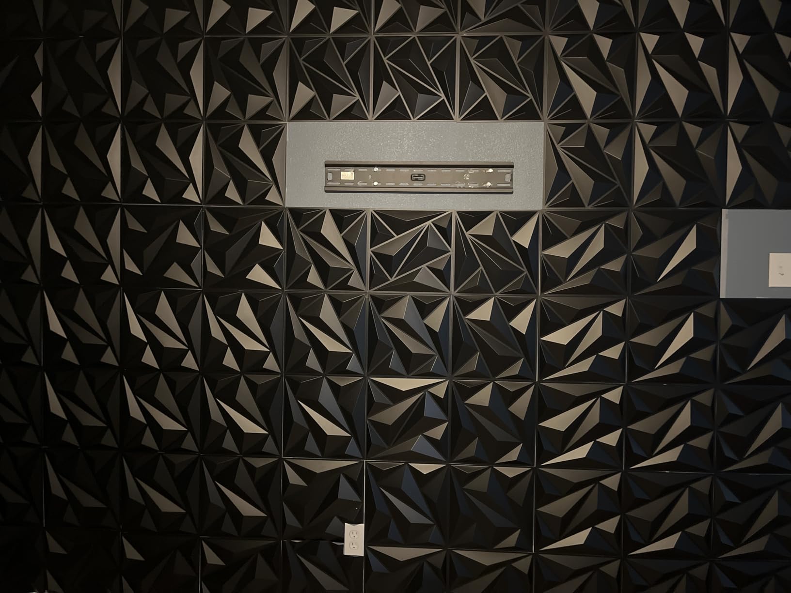 Art3dwallpanels 50 Pack 3D Wall Panel Diamond for Interior Wall Décor, PVC Flower Textured Wall Panels for Living Room Lobby Bedroom Hotel Office, Black, 12''x12'' customer photo 1