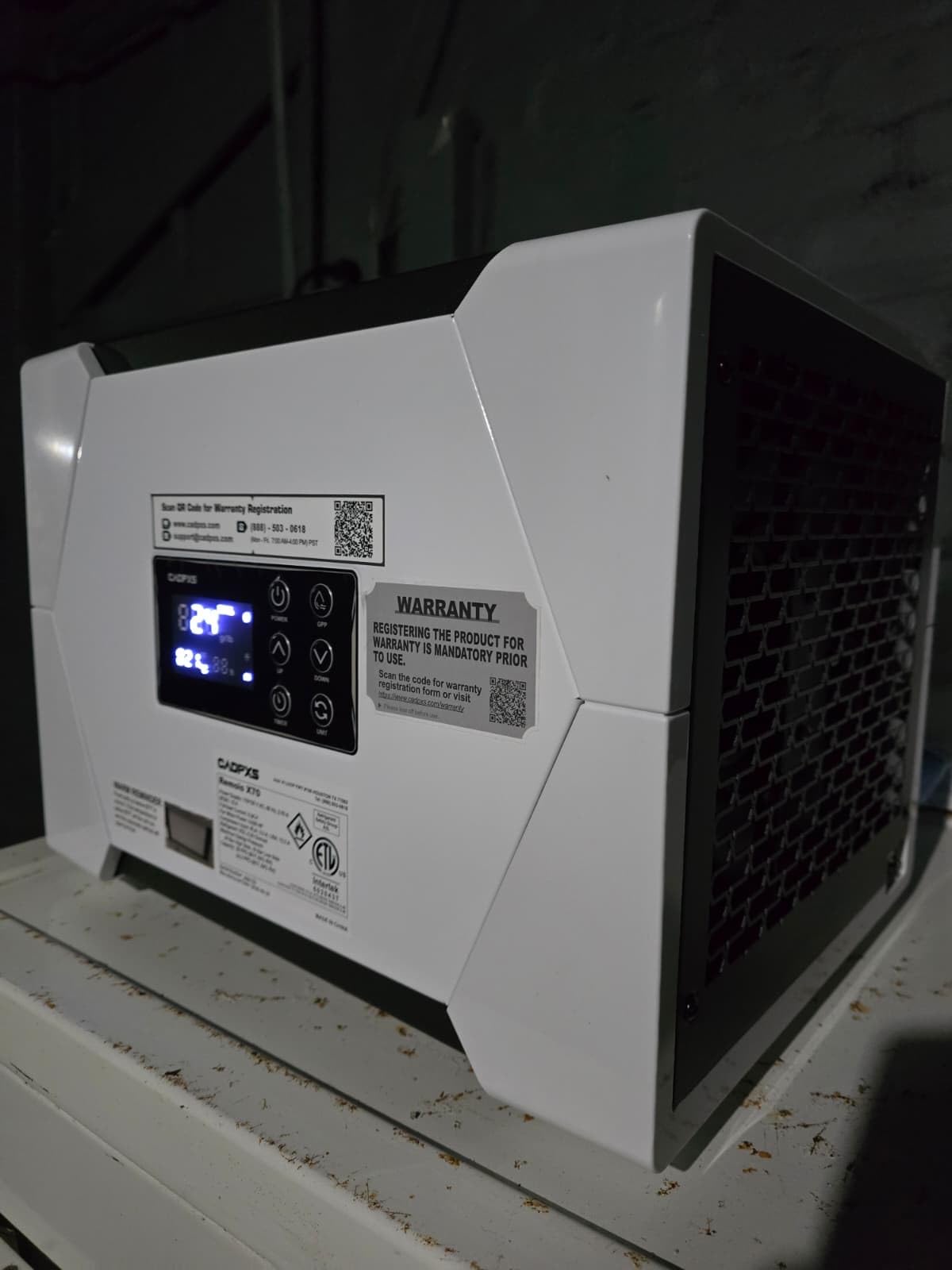 CADPXS Crawl Space Dehumidifier, 125 Pints Commercial Dehumidifiers with Drain Hose, Dehumidifier for Crawlspace, Basements & Water Damage Use, Auto Defrost & Memory Restart, cETL Listed customer photo 1