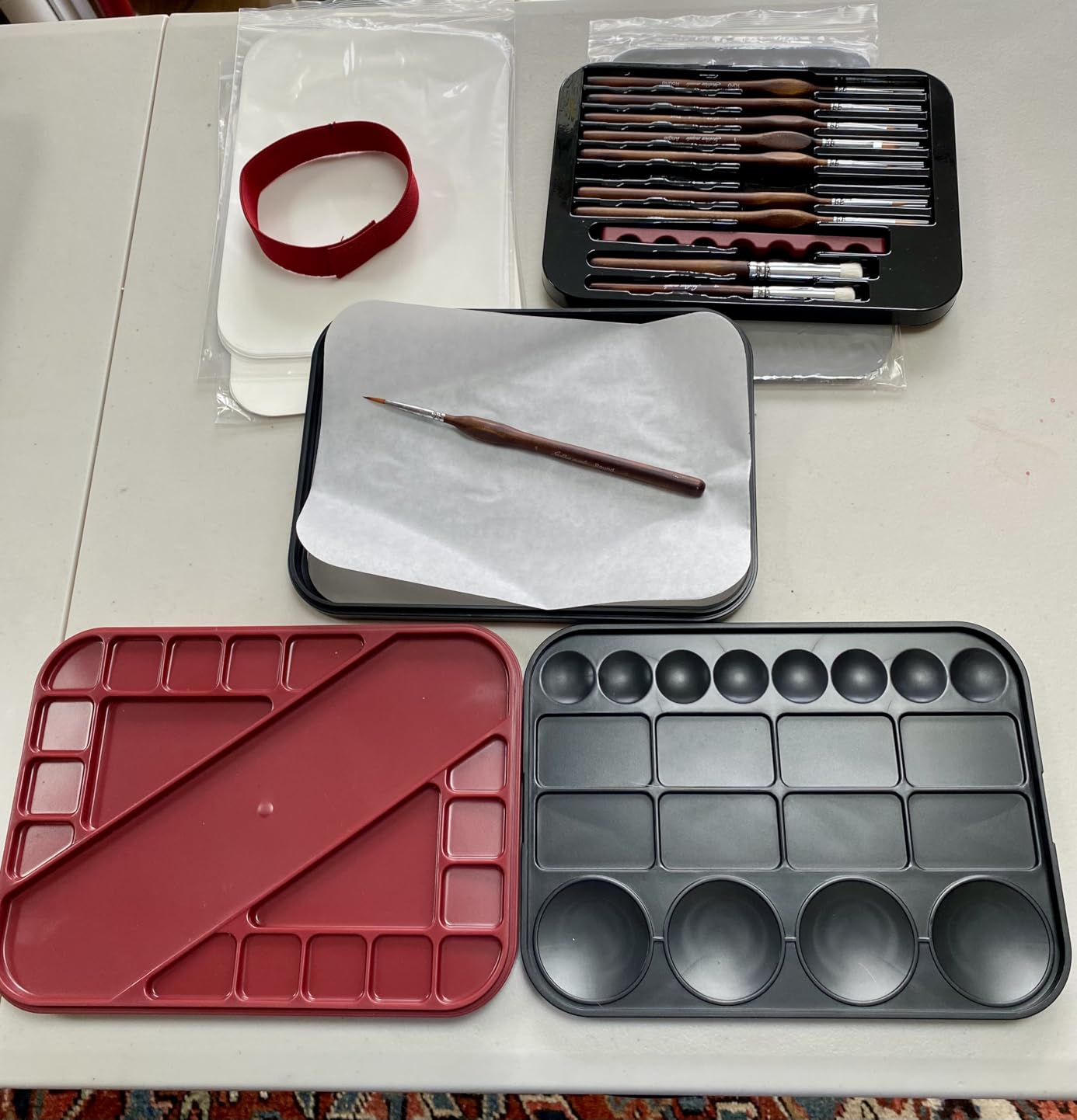 Wet Pallet for Painting Miniatures - Golden Maple 2 in 1 Dry and Wet Palette with Lid, Including 11 Miniature Paint Brushes, 100PCS Palette Paper, 4PCS Sponges customer photo 2