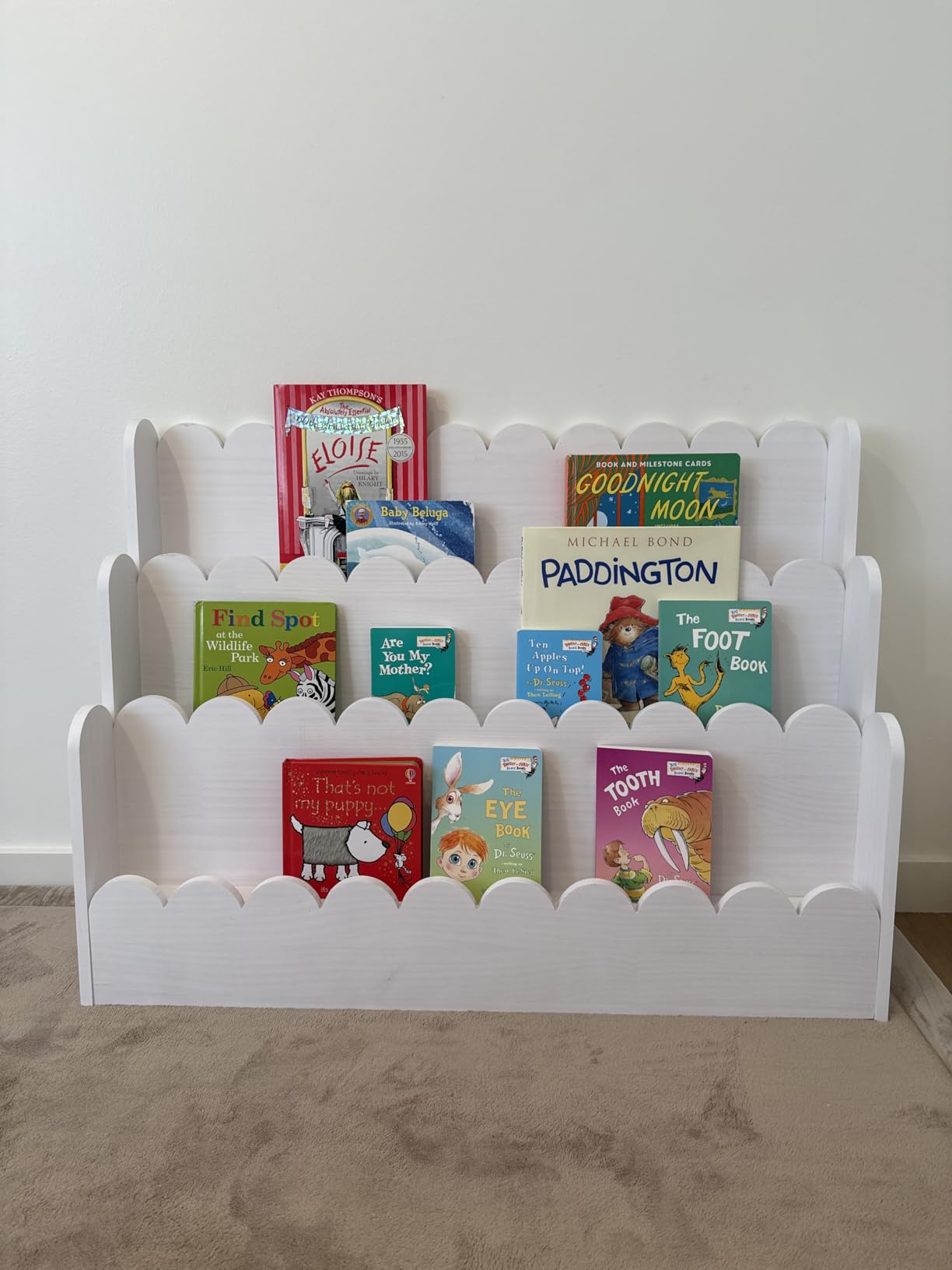 SpaceAid 3-Tier Scalloped Bookshelf, Montessori Bookcase for Toddlers, Wooden Book Shelf Organizer Display Furniture for Kids Rooms, Playroom, Nursery and Classroom, Natural customer photo 1