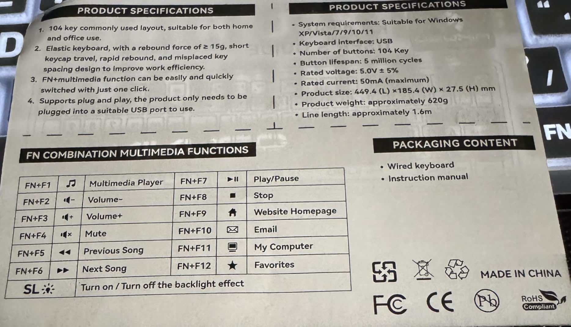 Large Print Keyboard for Seniors,Visually Impaired-High Contrast Black Keys,White Backlit with Cover,Wired USB 104 Full Size-Easy to Read Big Letters for Macular Degeneration Low Vision (No Glare) customer photo 2