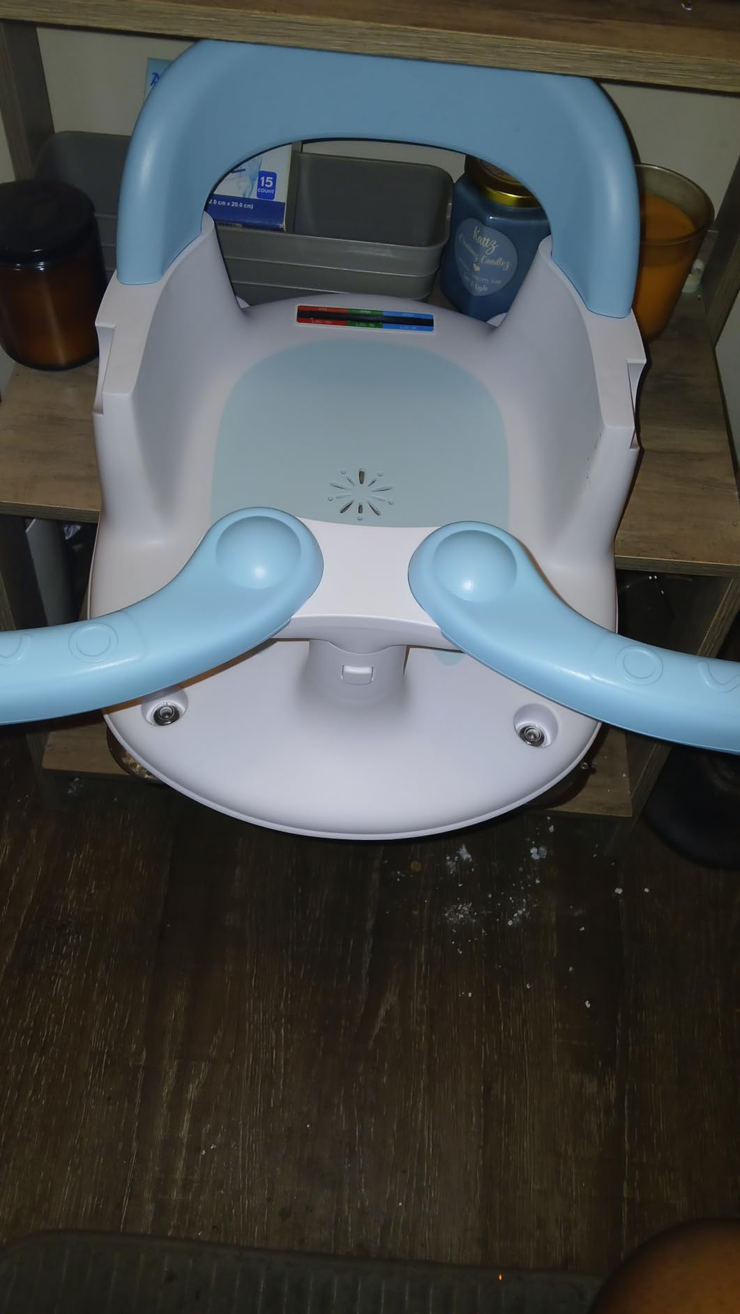 Baby Bath seat for Babies 6 Months & up, 360° Stable Toddler Bath Chair with one-Touch Button, Back Hollow Design, Water Temperature Card & 4 Suction Cups for Safety customer photo 2