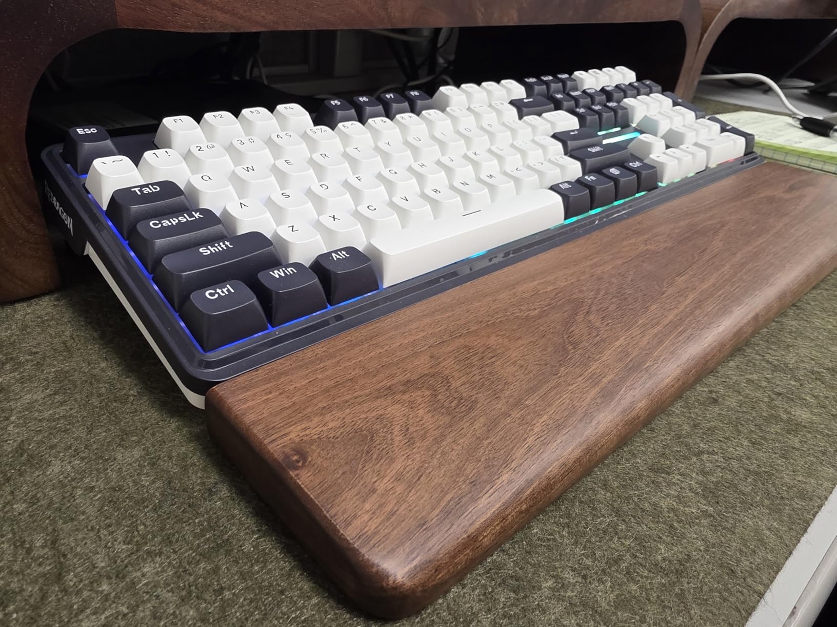 Wooden Wrist Rest, Walnut Wood Keyboard Wrist Rest, Ergonomic Palm Rest, Anti-Slip, Keyboard Accessory for Computer, Laptop, Home & Office (Black Walnut, 17.2