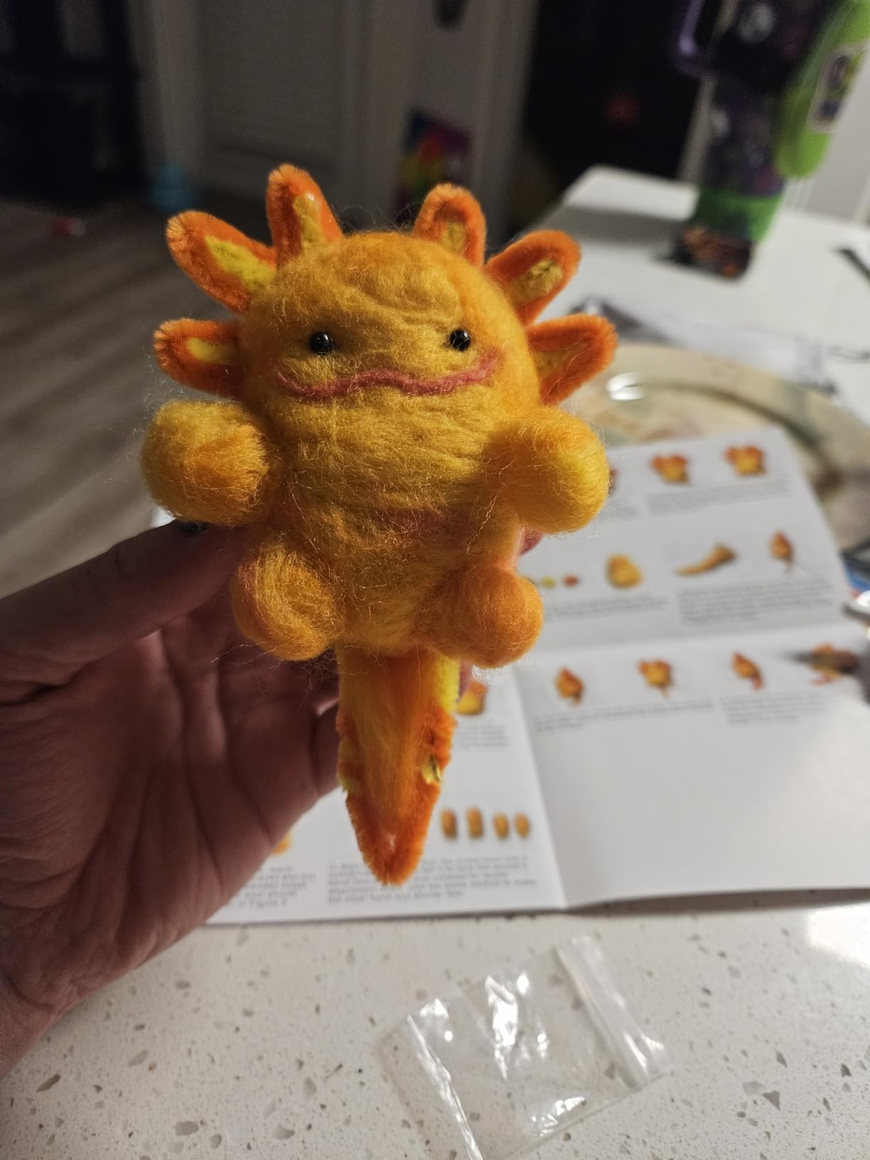 MOREJMTT Needle Felting Kit, 6 PCS Animal Needle Felting Beginner Kits, Wool Felt Needle Felting Tools Foam Pad, Craft Party Supplies for Beginners Adult(6pack Axolotl) customer photo 2