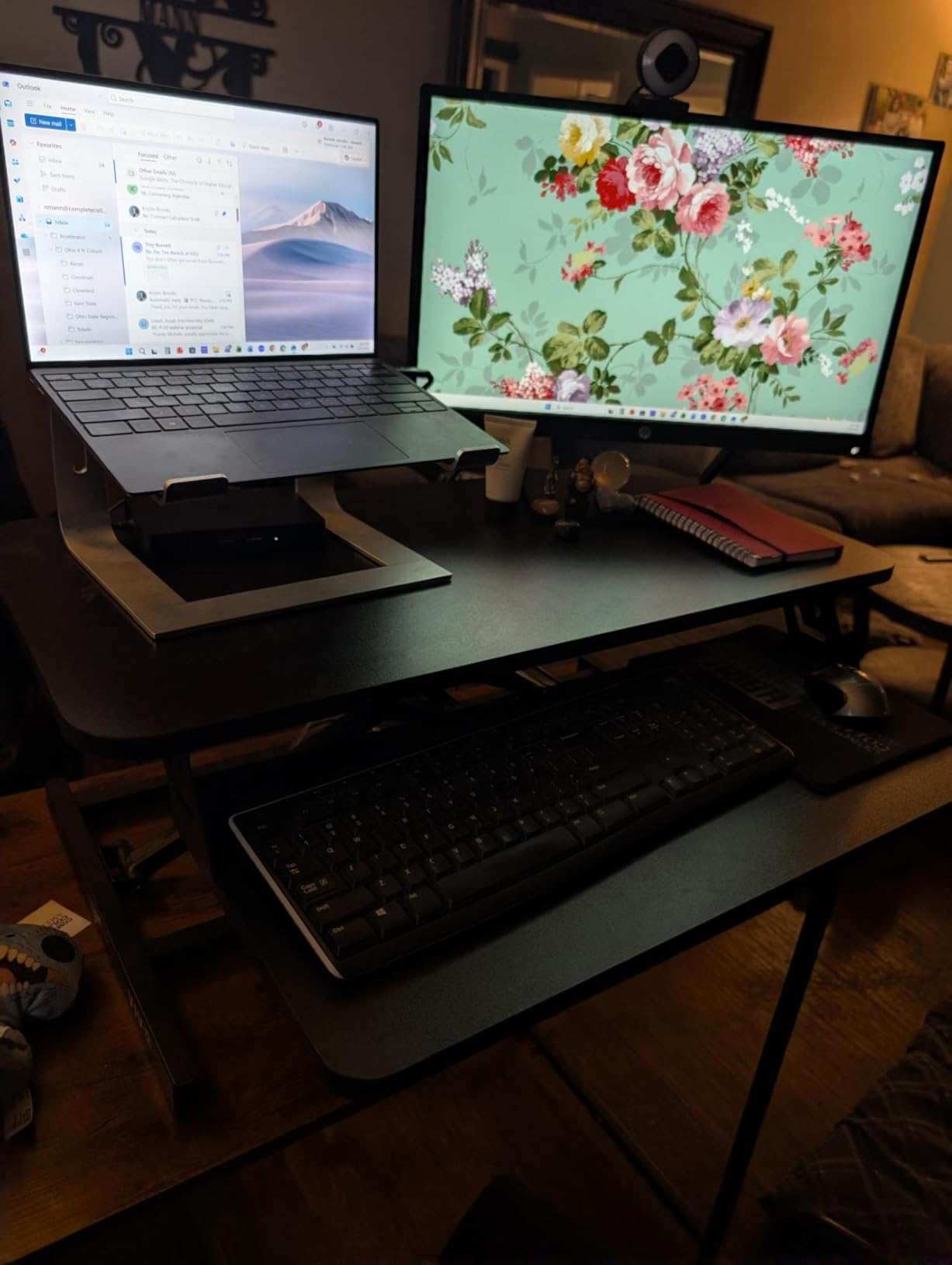 VIVO Height Adjustable 28 inch Stand Up Desk Converter, Quick Sit to Stand Tabletop Dual Monitor Riser Workstation, Black, DESK-V028S customer photo 1