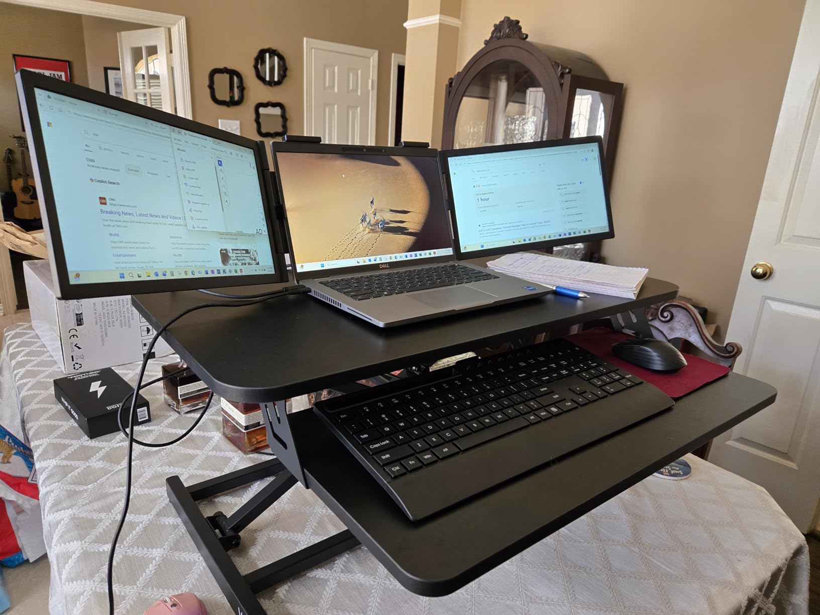 VIVO Height Adjustable 28 inch Stand Up Desk Converter, Quick Sit to Stand Tabletop Dual Monitor Riser Workstation, Black, DESK-V028S customer photo 2