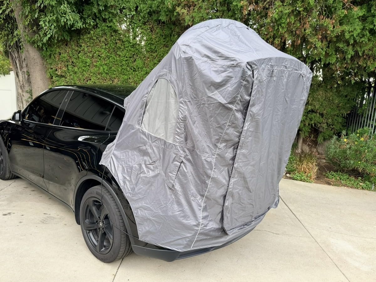Tailgate Camping Tent for Tesla Model Y 2020-2024 Accessories [UPF50+ & Waterproof PU 3000mm] 420D Oxford Fabric Car Tailgate Shade Awning with Screen Net Suitable for 2-4 Person - Dark Blue customer photo 1