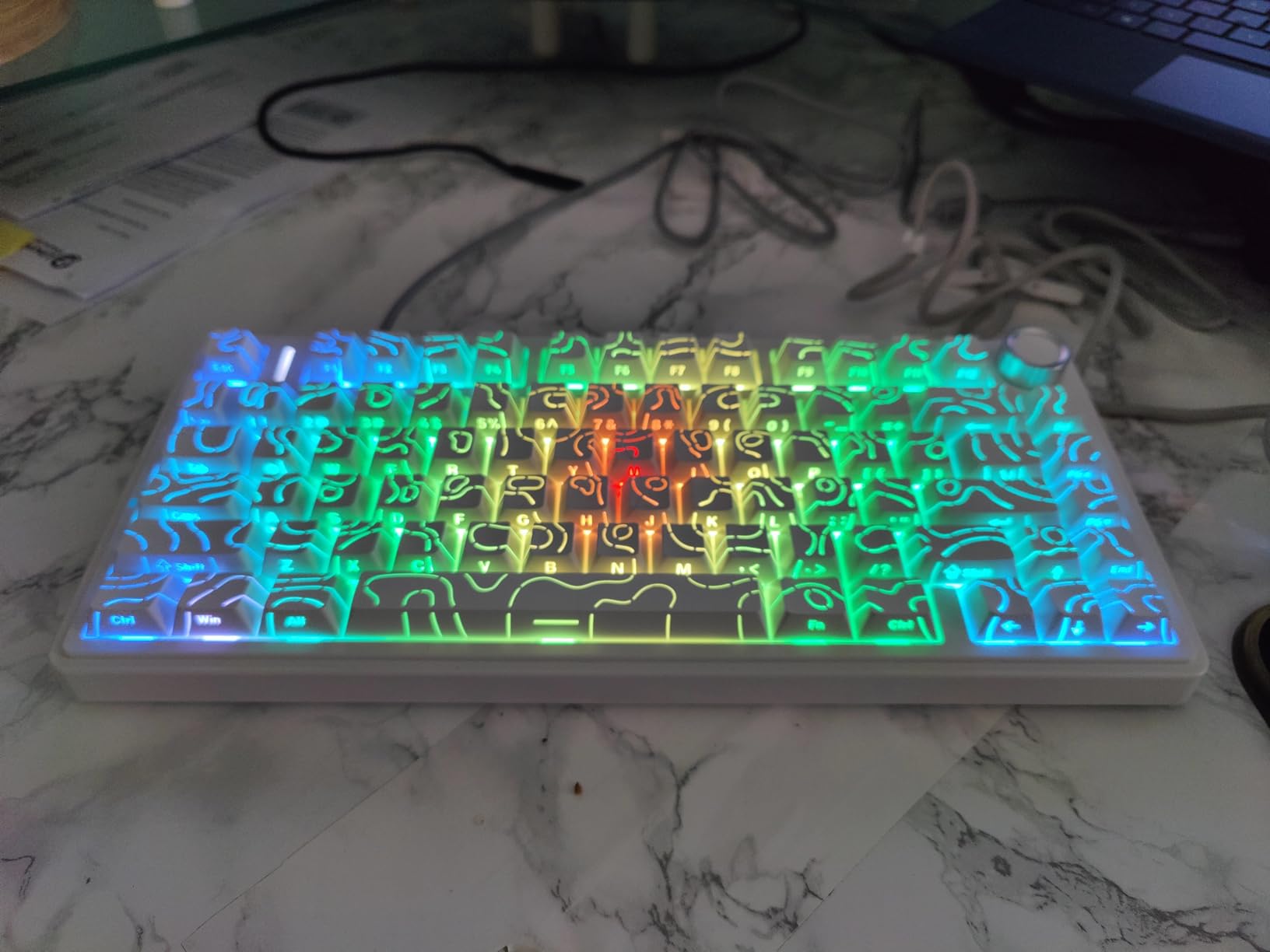 AULA F75 Pro Wireless Mechanical Keyboard with Knob,75% Hot Swappable Custom Gaming Keyboards,RGB Backlit,Pre-lubed Switches,Side Printed PBT Keycaps Creamy Sounding Computer Keyboard, Line White customer photo 2