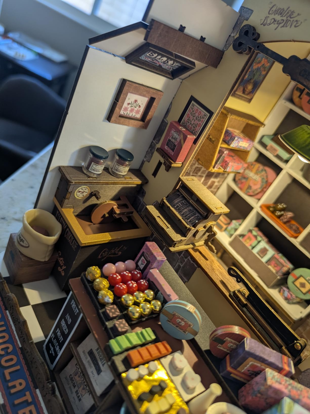 Rolife DIY Miniature House Kit Henry's Chocolate Shop 1:18 Scale Dollhouse Diorama, Tiny House Building Kit Crafts for Adults Home Decor Gift for Adults Him Her customer photo 1