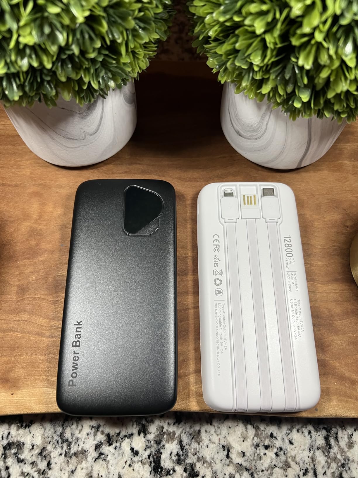 2026 2-Pack 12800mAh Portable Charger with Built in Cables, Travel Essential Battery Pack, 4 Outputs 2 Inputs Slim Power Bank with Cord Wires for iPhone 17/16/15/14, Samsung Galaxy S23/22, Pixel etc customer photo 1