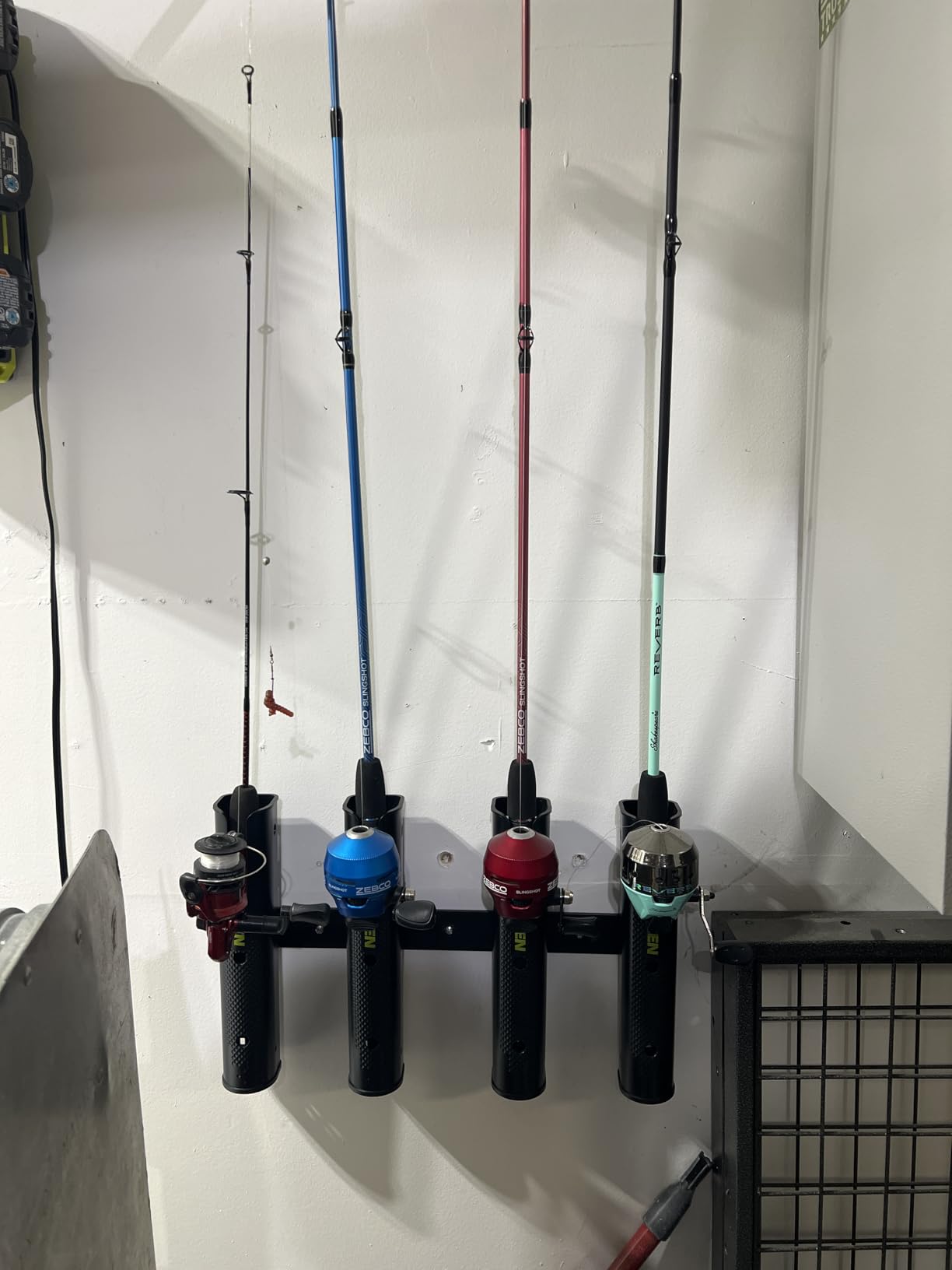 Hikeen Adjustable Fishing Rod Holder, 4 Tube Fishing Pole Holders Wall-Mounted Rod Rack for Boat Kayak Golf Cart Garage Crate Cooler Wagon RV customer photo 2