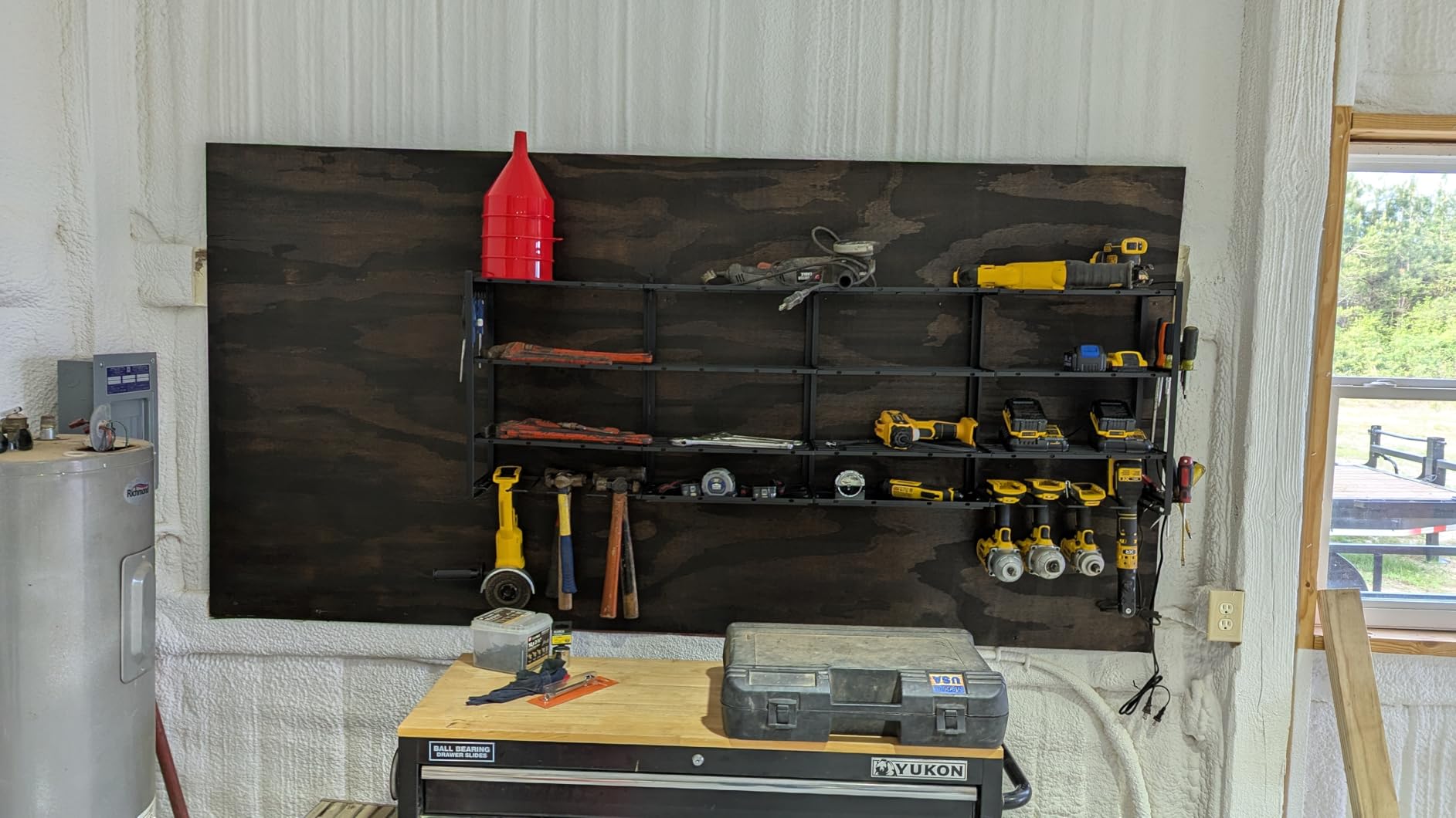 XLarge 64''W Power Tool Organizer Wall Mount | Modular&Corner-Fit 820lbs Garage Storage Rack with 8 Cordless Drill Holder | 4-Tier Heavy Duty Utility Shelf for Battery Workshop Organization customer photo 2