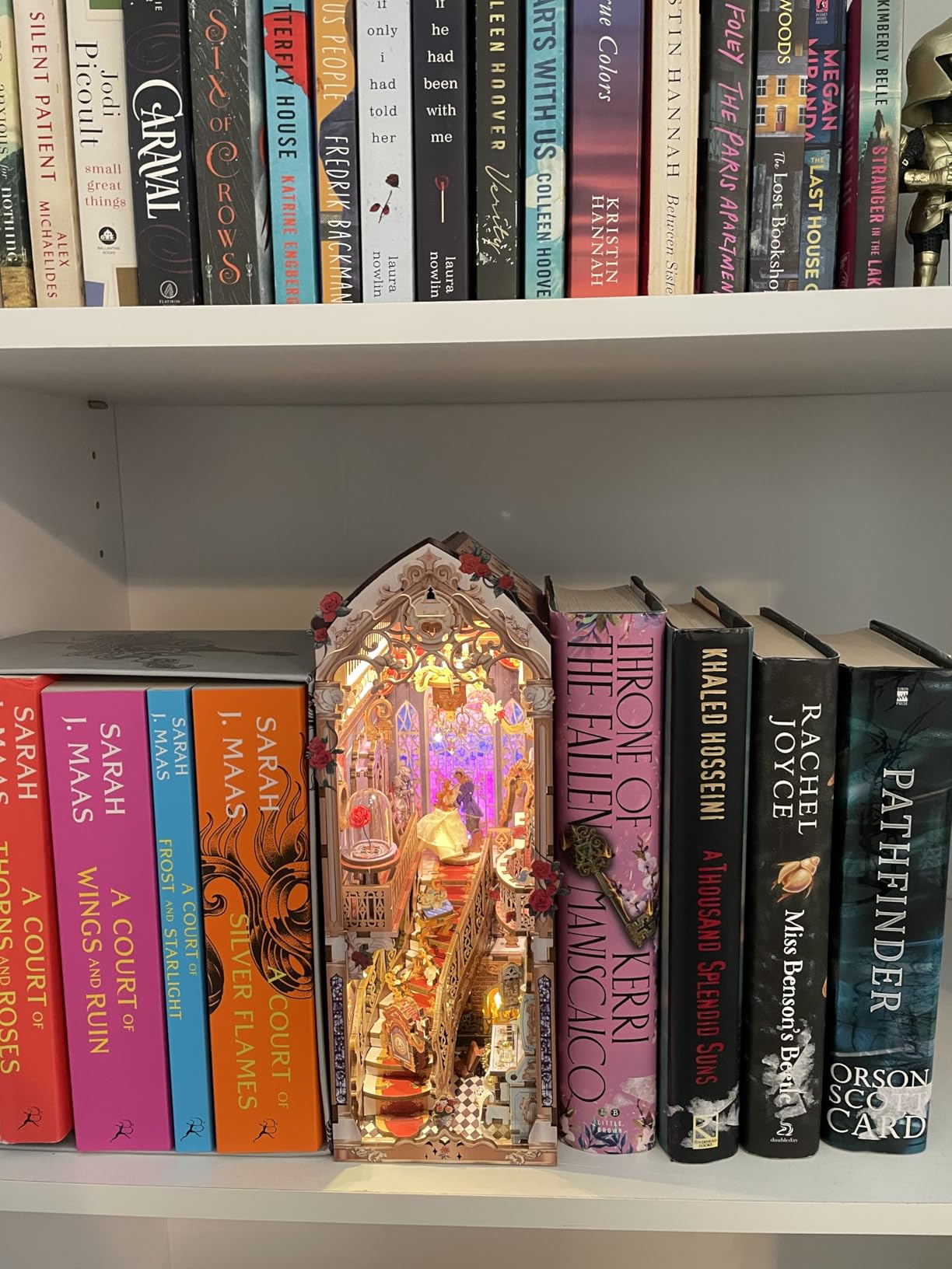 Tonecheer DIY Book Nook Kit for Adults, 3D Wooden Puzzle Music Booknook Miniature Dollhouse, Fairy Tale Bookend Bookshelf Decor with Dust Cover and LED Lights Gifts (Beast and Beauty) customer photo 1