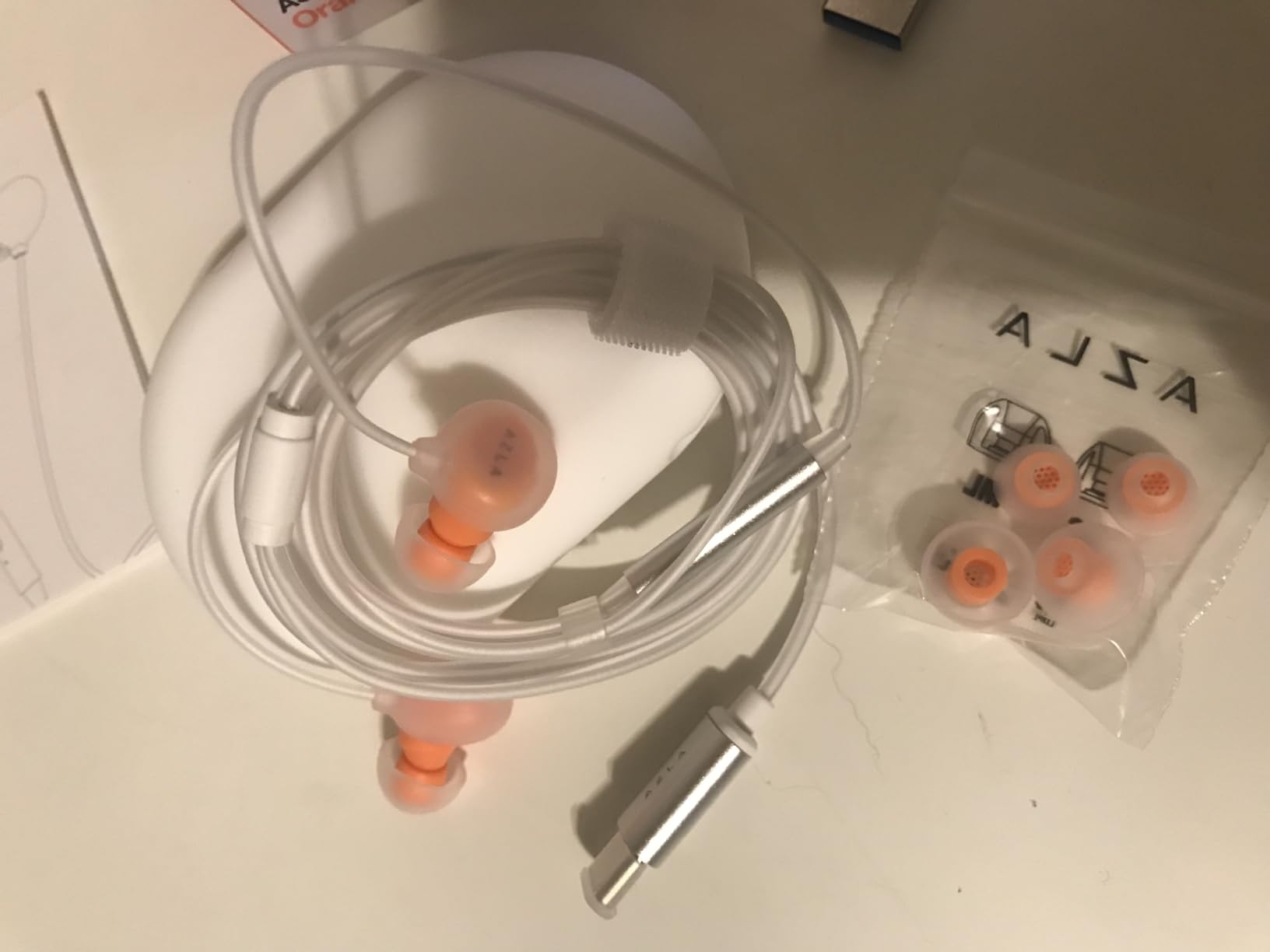 AZLA ASE-600 ASMR Wired Earbuds with Microphone - Soft Silicone Earphones, USB-C Wired Earbuds for Long Listening (Orange) customer photo 1