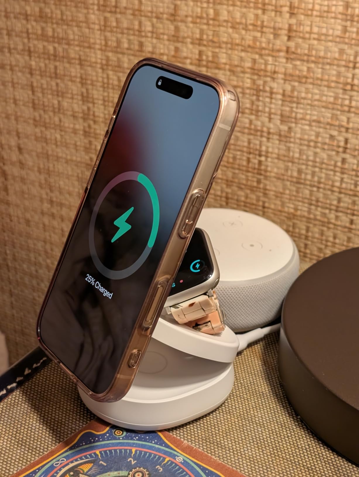 Belkin MagSafe Charger Compatible, 3-in-1 Qi2 15W Wireless Charging Station, Convertible Wireless Charger for iPhone 17, Apple Watch, AirPods, Pixel 10, Phone Stand for Travel w/ 36W Adapter - Black customer photo 1