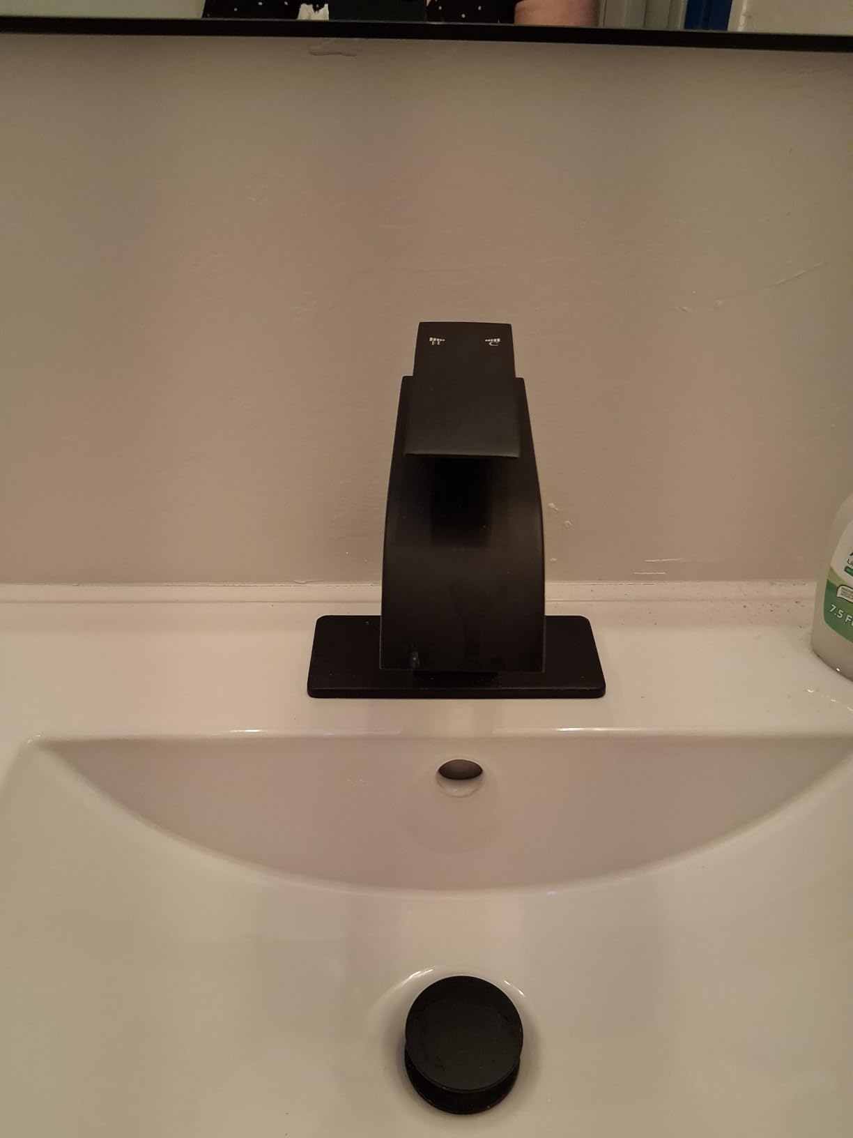 Matte Black Bathroom Faucets, Waterfall Bathroom Sink Faucet Modern Single Handle Bathroom Faucet 1 or 3 Hole, RV Mixer Tap Vanity Faucet - Includes Pop-up Drain Supply Hoses Deck Plate customer photo 1