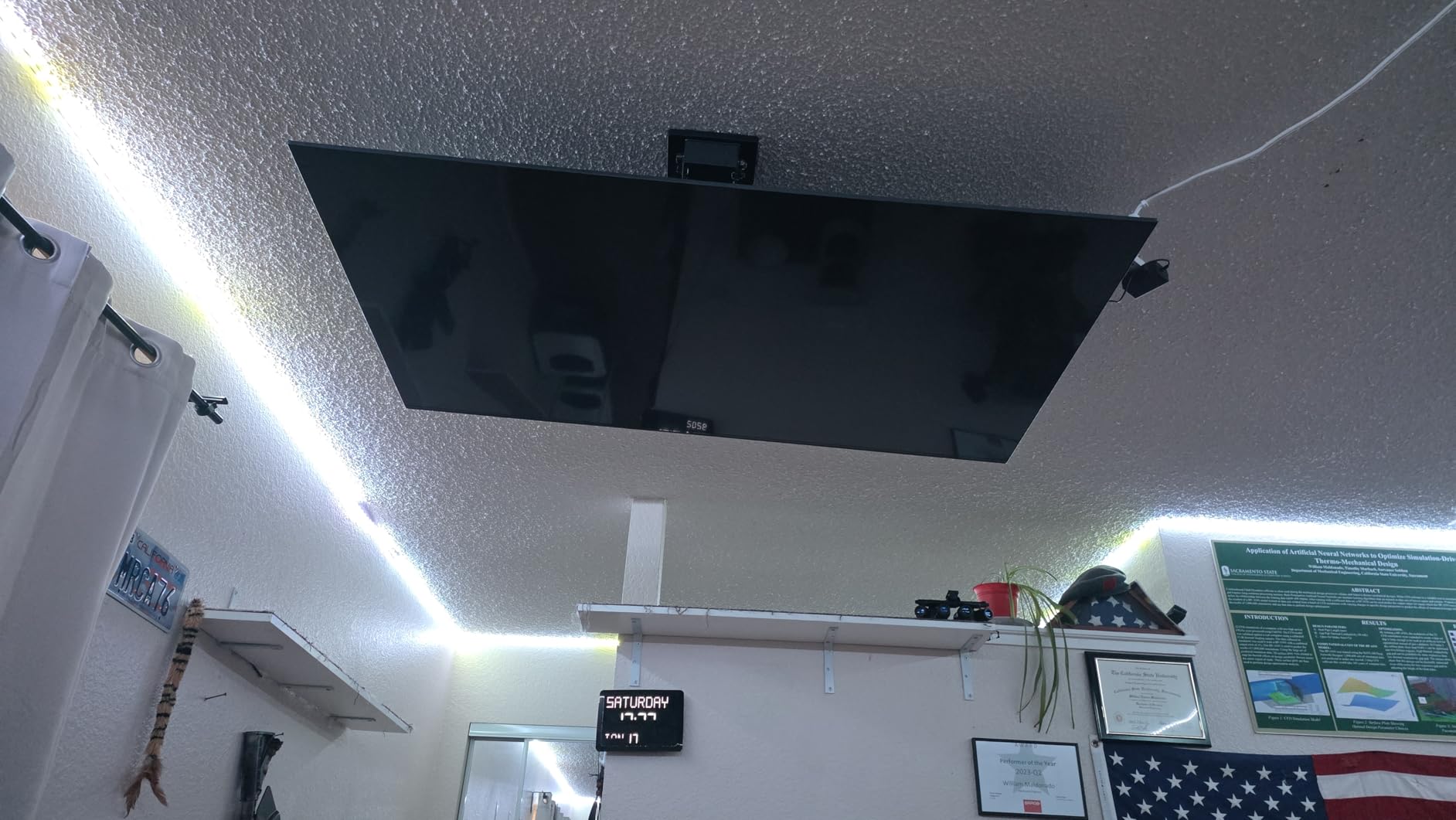 monTEK Motorized Ceiling TV Mount with Remote for 37-75 Inch TVs, Electric TV Mount Motorized Drop Down for Flat and Pitched Roof, Holds up to 99 lbs, 4X Load Tested, App and Voice Control customer photo 1