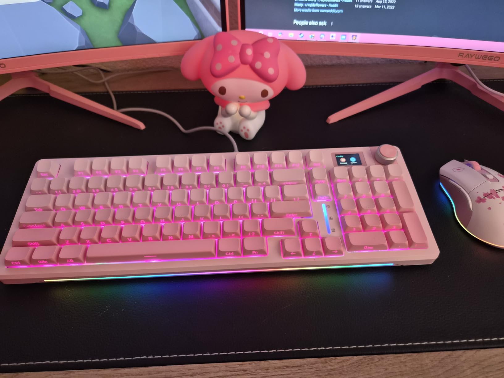AULA S98 Pro Wireless Mechanical Keyboard with Screen & Knob,2.4GHz/USB-C/BT5.0 Hot Swappable Pink Creamy Keyboard,Pre-lubed Linear Switches,Side Printed PBT Keycaps,RGB Backlit Gaming Keyboards customer photo 2