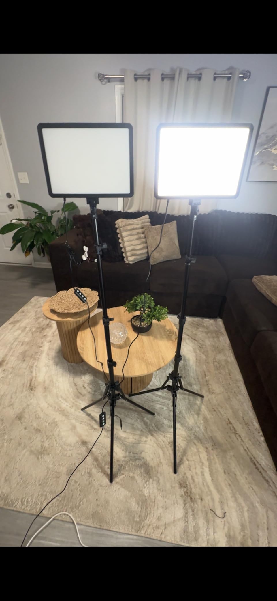 NEEWER Basics 2Pcs LED Video Light Panel with 59'' Tripod Stands/Phone Holders, 2700-6500K 850Lux Dimmable Plastic Studio Lighting for Photography Filming Recording Live Streaming, No Adapter, BP300 customer photo 1