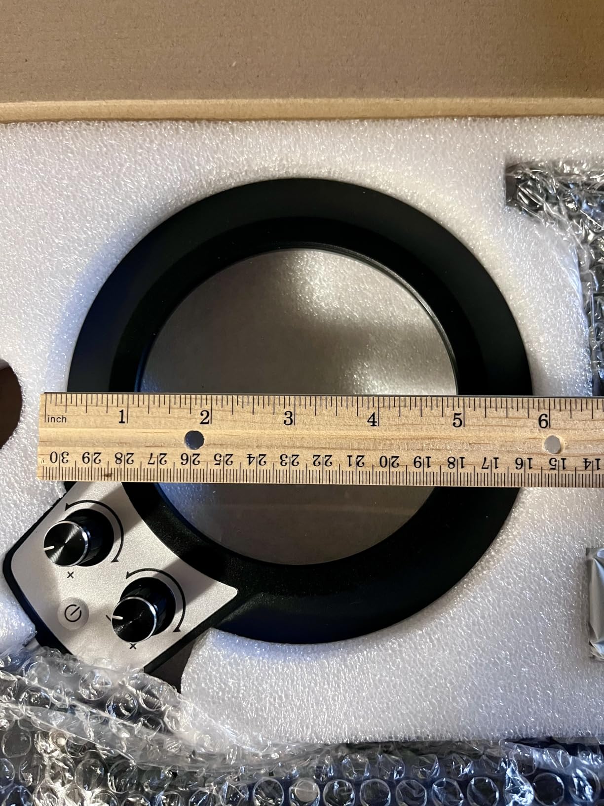 KIRKAS 12X Magnifying Glass with Light and Clamp, Extra-Long Arm Magnifying Lamp Overhead Knob for Workbench Craft, LED Lighted Magnifier Real Glass Lens Stepless Dimming and Color(12X 35in Clamp) customer photo 1