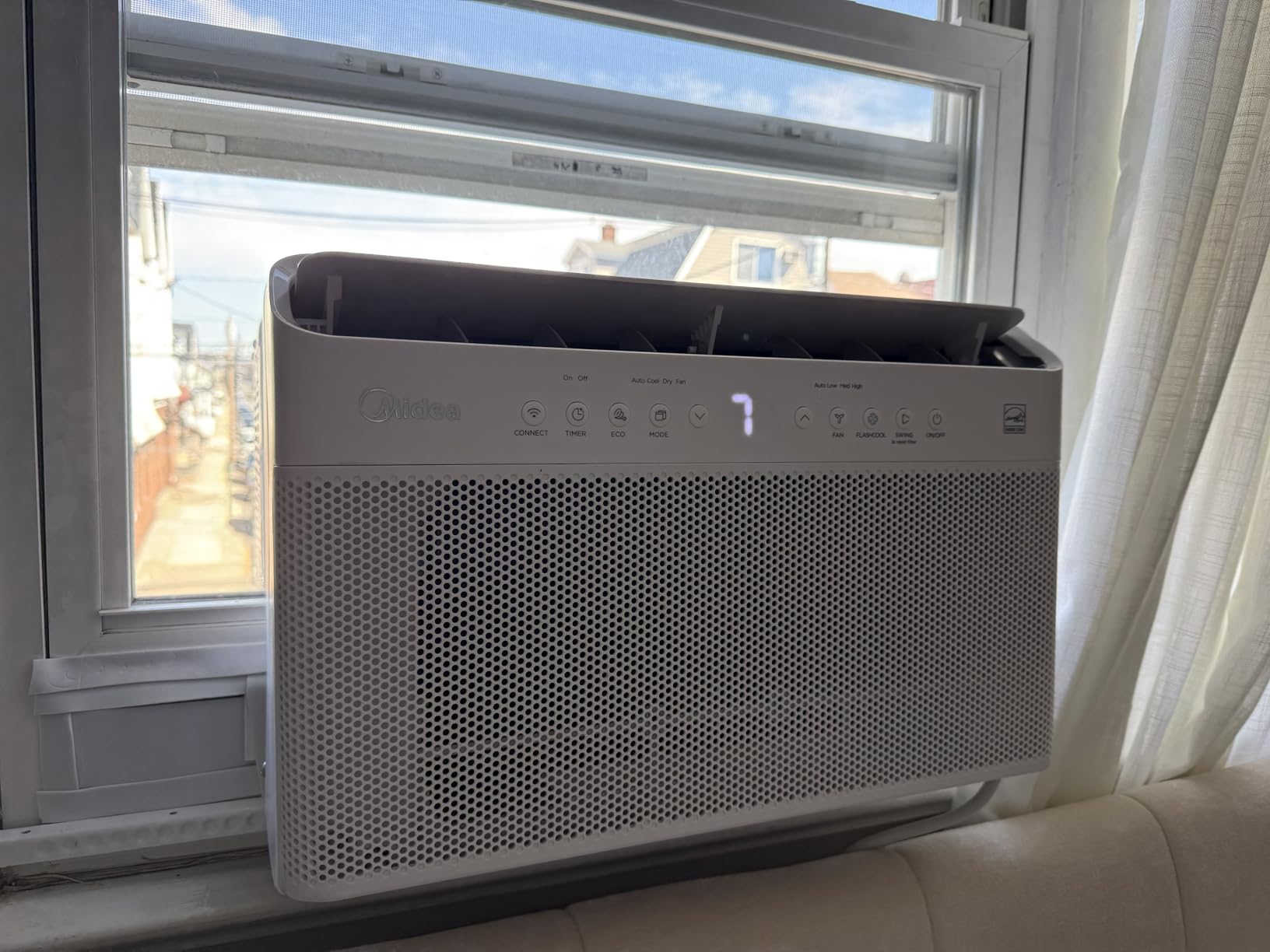 Midea 8,000 BTU U Shaped Smart Inverter Window Air Conditioner - Cools 350 Sq Ft, Ultra Quiet with Open Window Flexibility - Alexa/Google Assistant Compatible - 37% Energy Savings, Remote customer photo 2