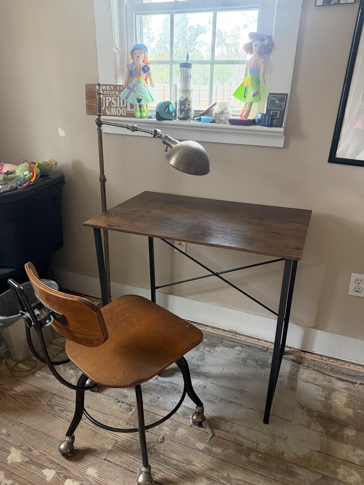 Sweetcrispy Computer Small Desk, 32 Inch Office Writing Work Study Student Home Bedroom Table with Metal Frame Wooden Tabletop No Wheels - White Wood customer photo 2